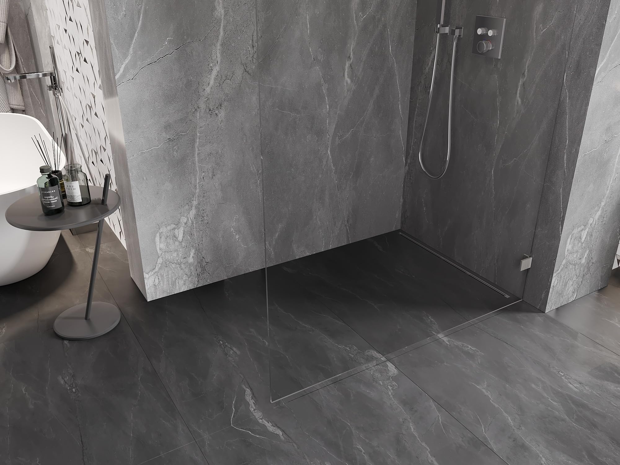 Mexen Lunar Parete Doccia Walk-In Destro 70x200 Trasparente 8mm Nichel Spazzolato