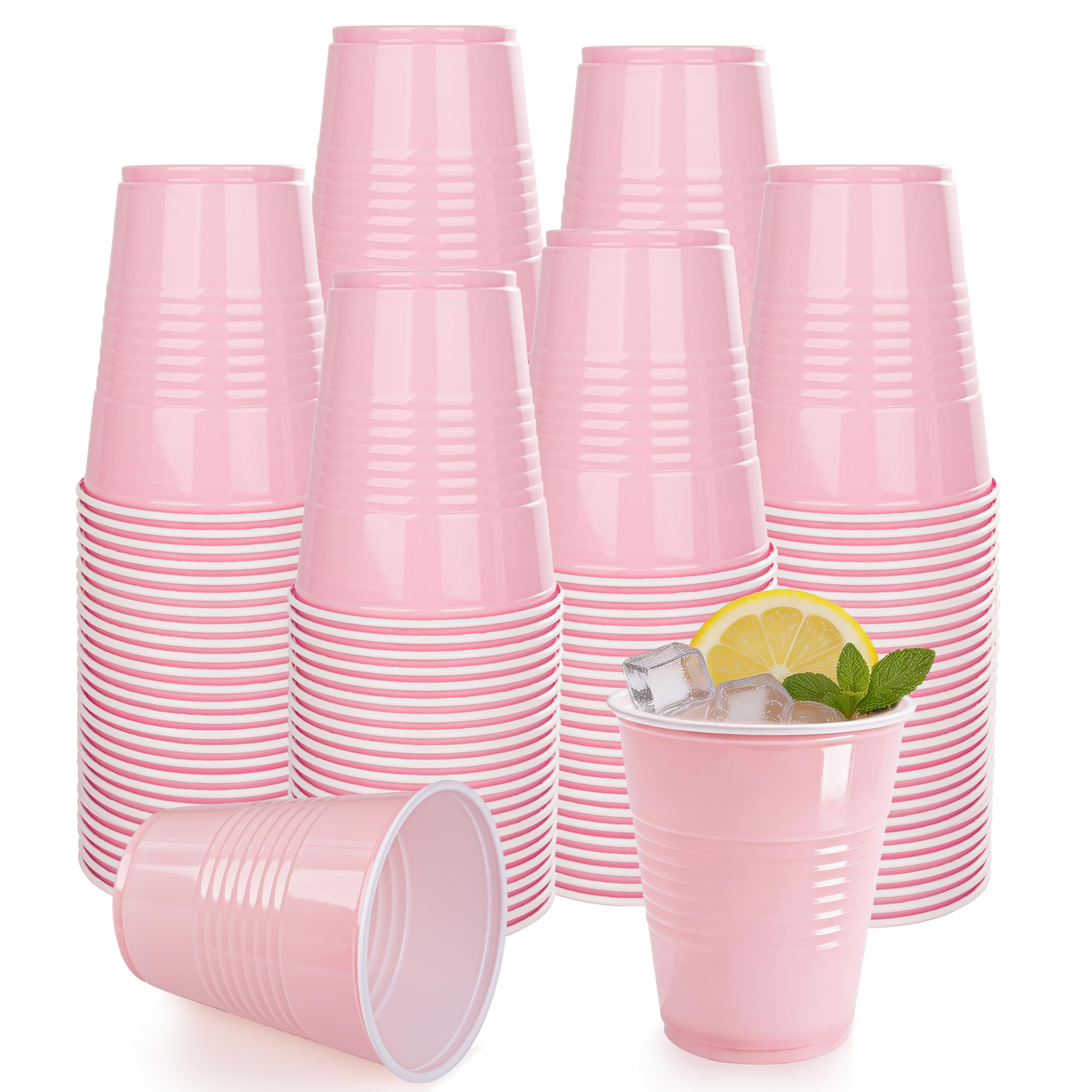 WELLIFE 200 PCS Gold Plastic Cups,9 oz Clear Plastic Cups,Disposable Wine Glasses,Plastic Cocktail Glasses for Party and Wedding — Amazon image 22