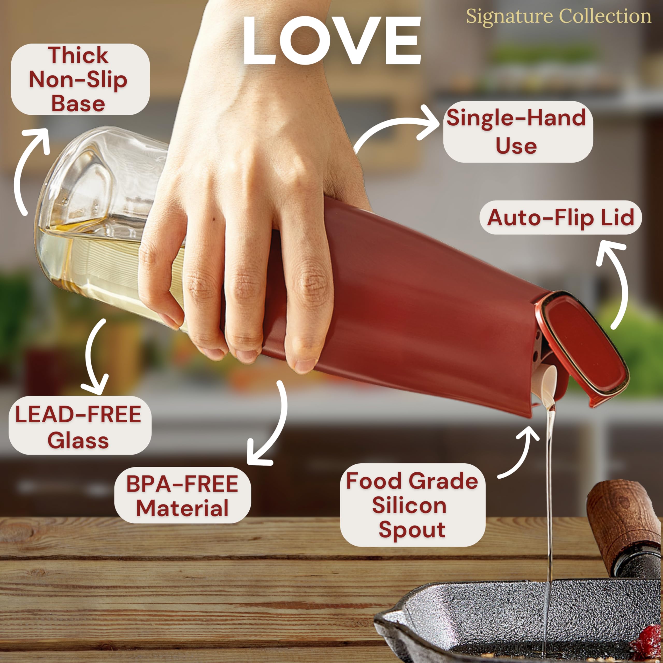 itsufirstยฎ Olive Oil Dispenser Bottle 500ml, Auto Flip - Image 3