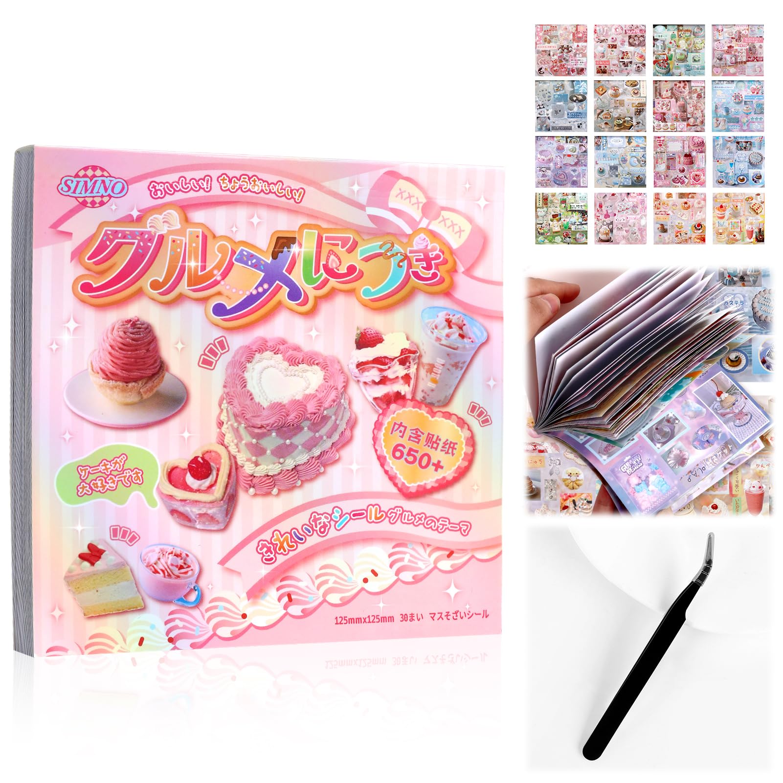 650Pcs Cute Scrapbook Stickers Travel Y2k Japanese Sticker Book for Adult Kawaii Korean Stickers for Journaling Aesthetic Sticker Food Glitter Heisei Retro Decor for DIY Crafts Junk Journal Gifts Pink