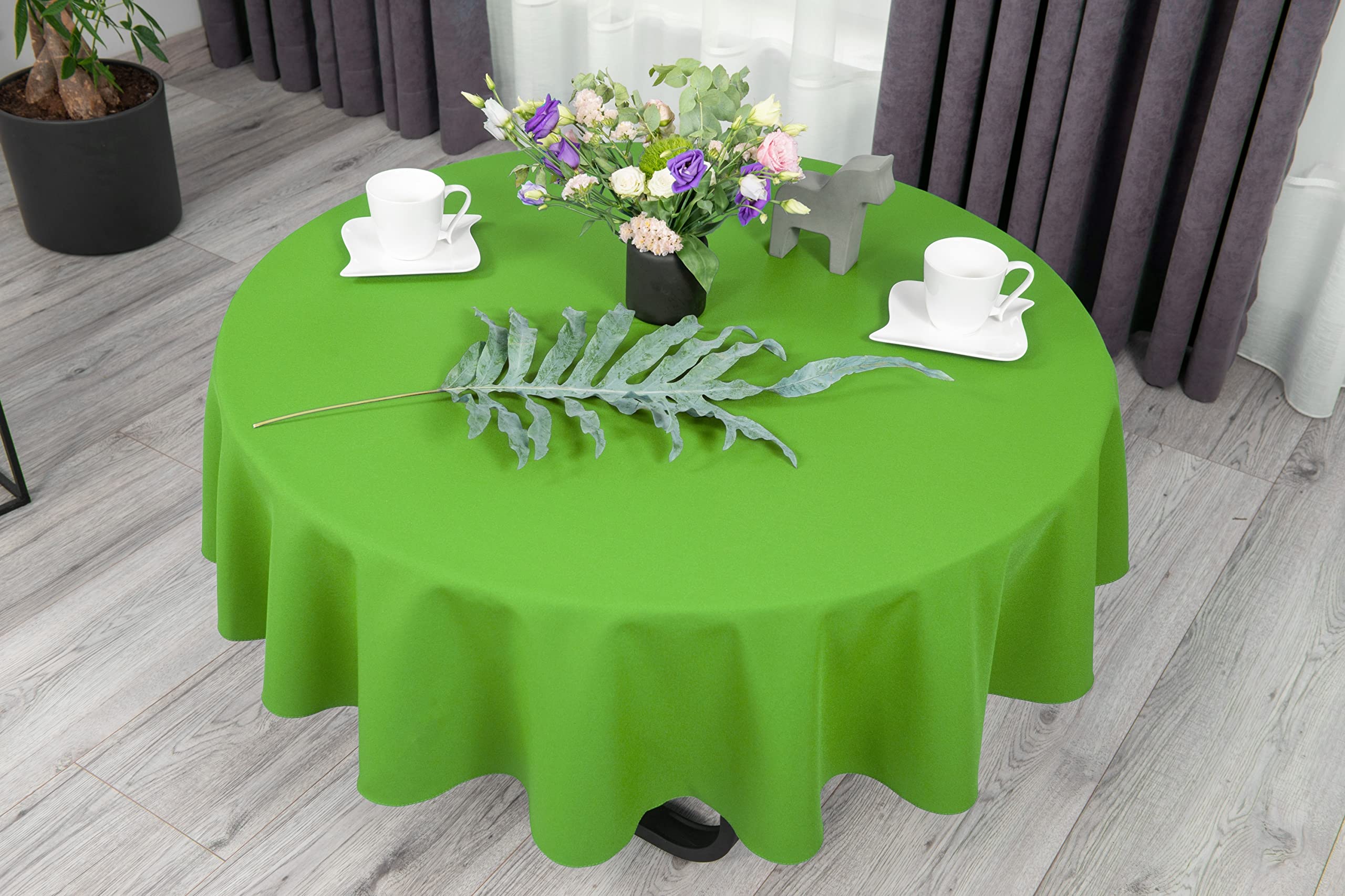 NIBLO Tablecloth, Table Runner, Table Linen, Table Decoration, Tablecloth (Celadon Green, Oval Tablecloth - 140 x 180 cm)