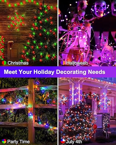 Miniatura 3 de Paquete de 2 luces inteligentes de 66 pies, 200 luces LED parpadeantes con control remoto y aplicación, luces USB que cambian de color, luces de