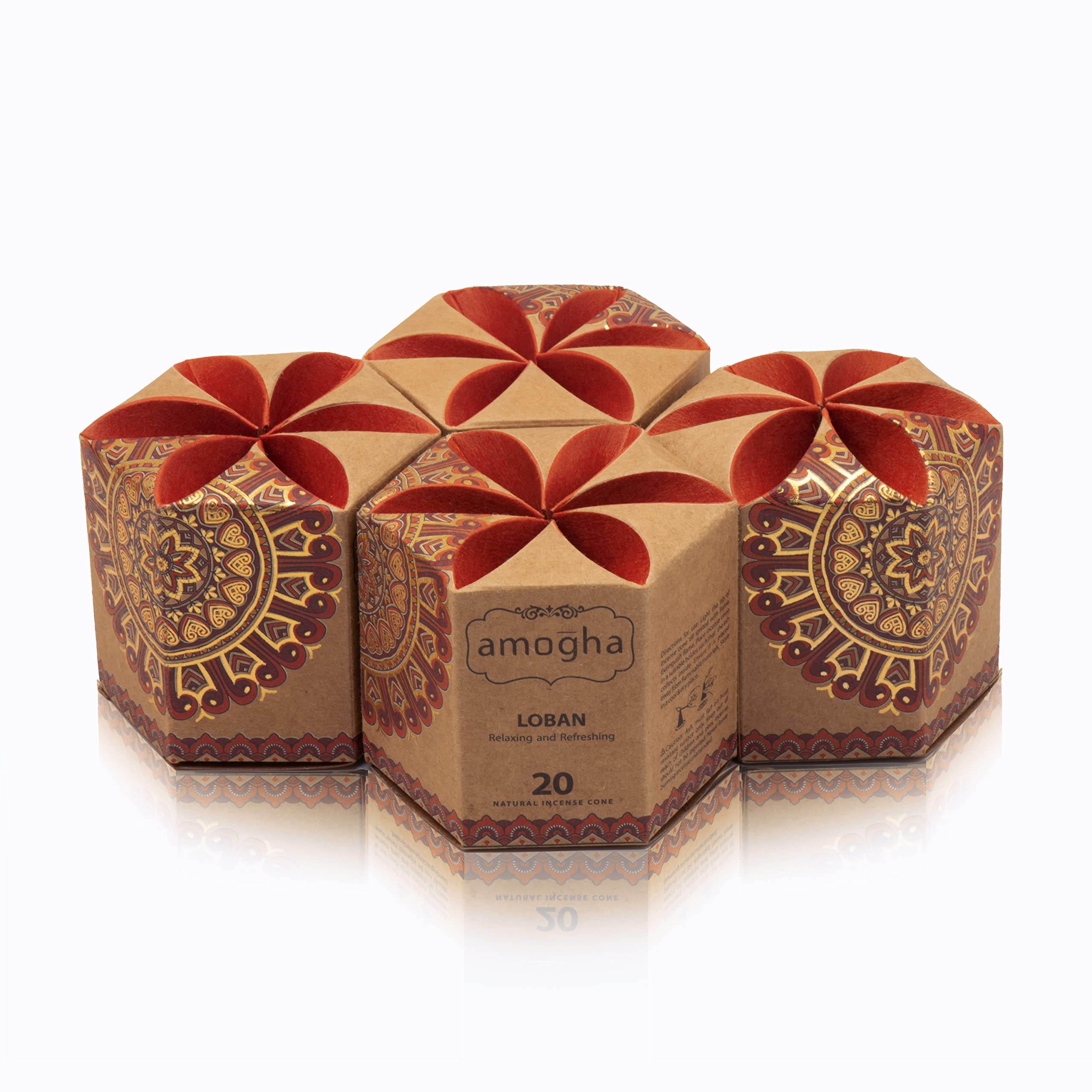 Amogha Incense Cone in a Hexa krafted Box with Flower Lock top-Set of 4 (Loban)-image-4