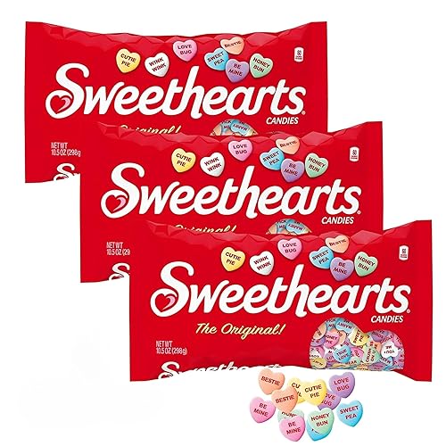 Caramelos de San Valentín The Original Sweethearts Conversation Hearts - Corazones de caramelo para el día de San Valentín, corazones de caramelo a