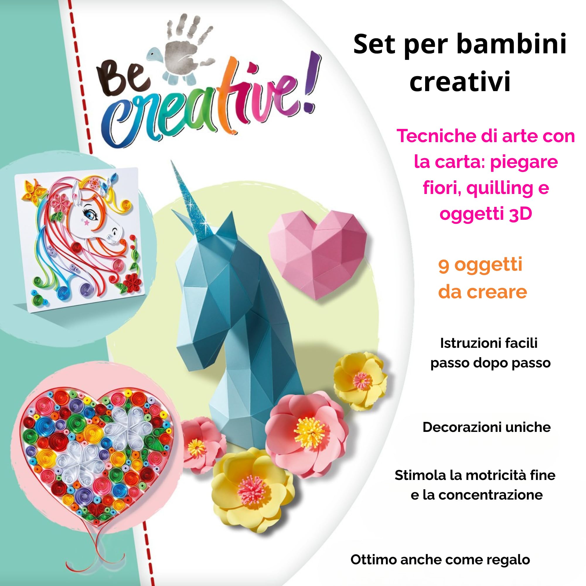 Ravensburger - Be Creative Maxi | Paper Art Unicorn | Origami per Bambini | Giochi Creativi Bambina 8 Anni o Piú | Kit Lavoretti Creativi per Bambini | Idee Regalo Bambina 8 Anni