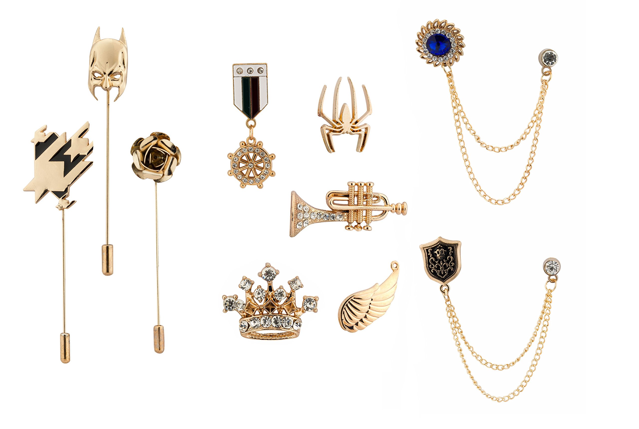 Set of 10 Metal Lapel Pins/Brooch for Mens Suit (Multicolor) KN-2018-CMB-129