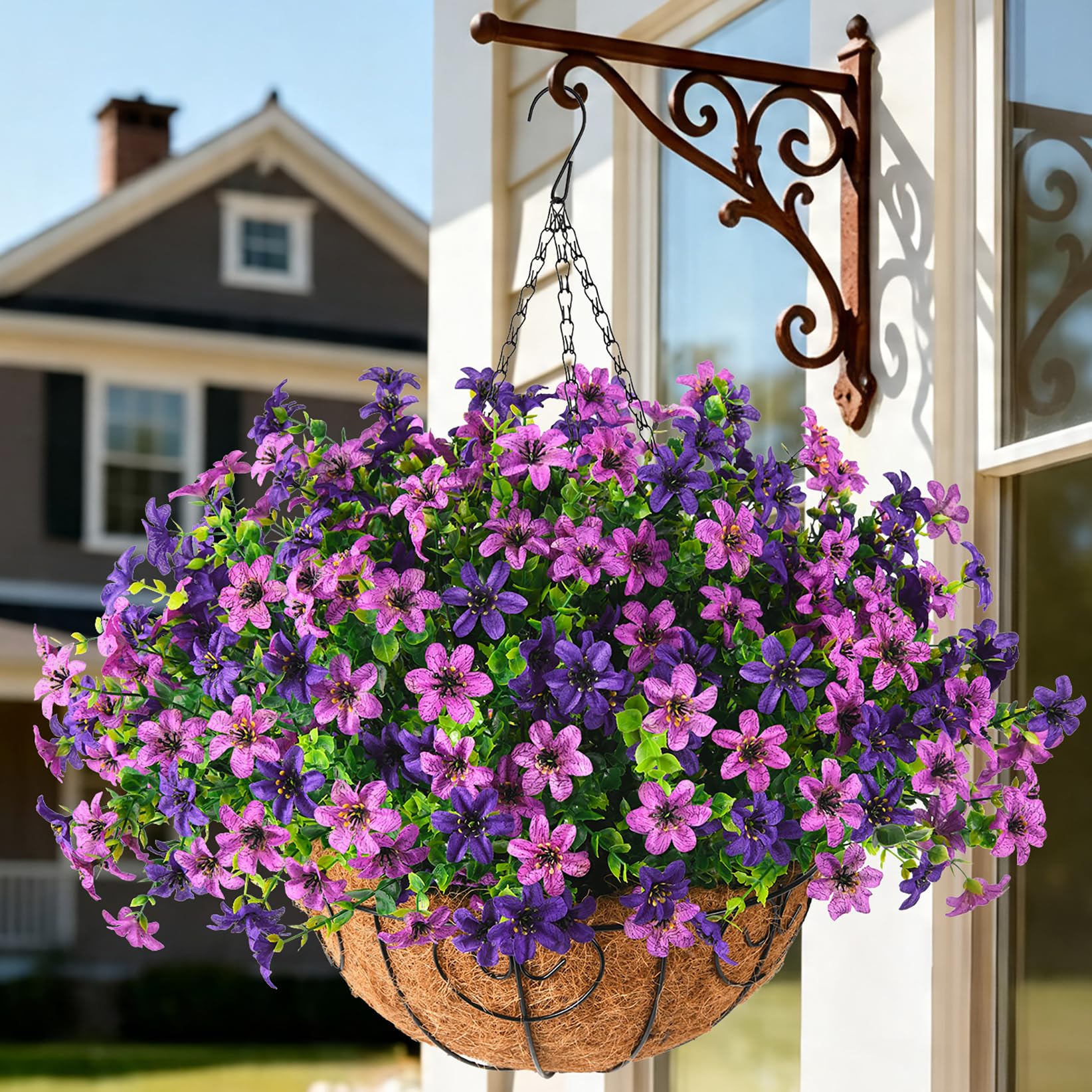 INQCMY Double Purple Hanging Basket