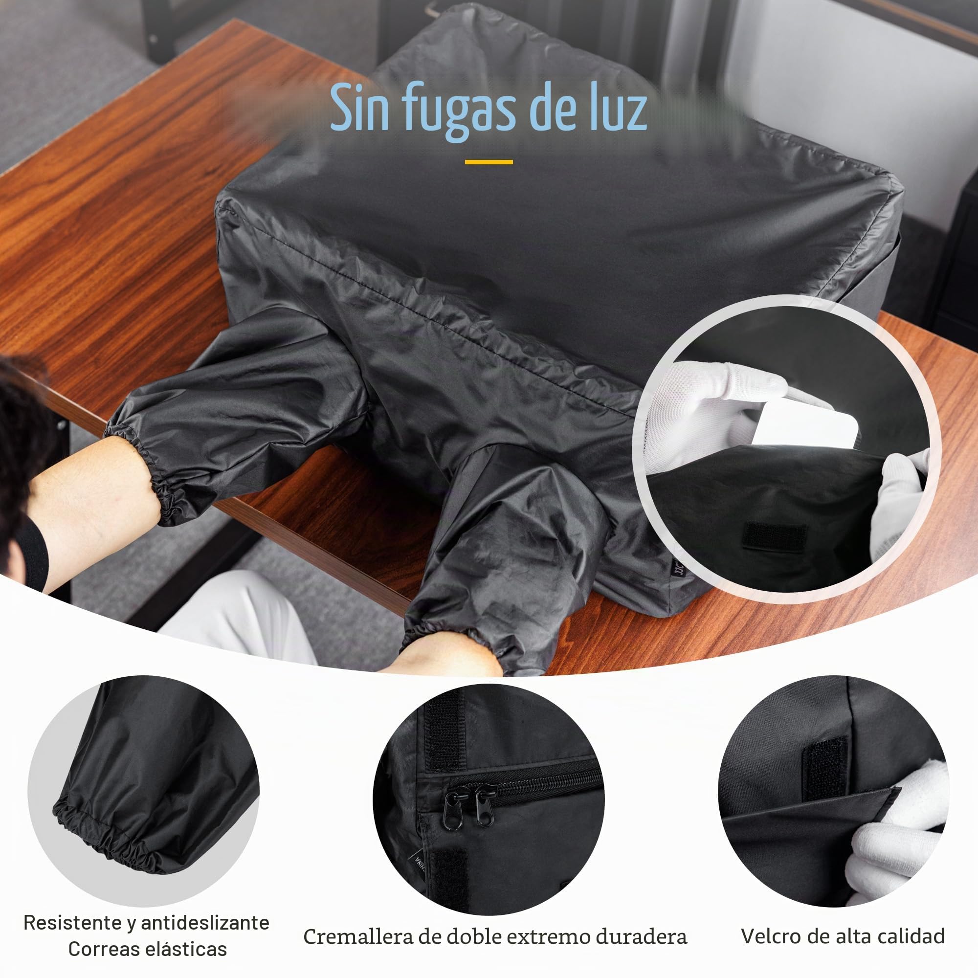 JJC Tienda de Cambio de Película con Doble Capa de Tela Antiestática a Prueba de Luz y Guantes, Negro Blanco 35mm 120 Formato de Película Fotografía Accesorios para Procesamiento en Cuarto Oscuro