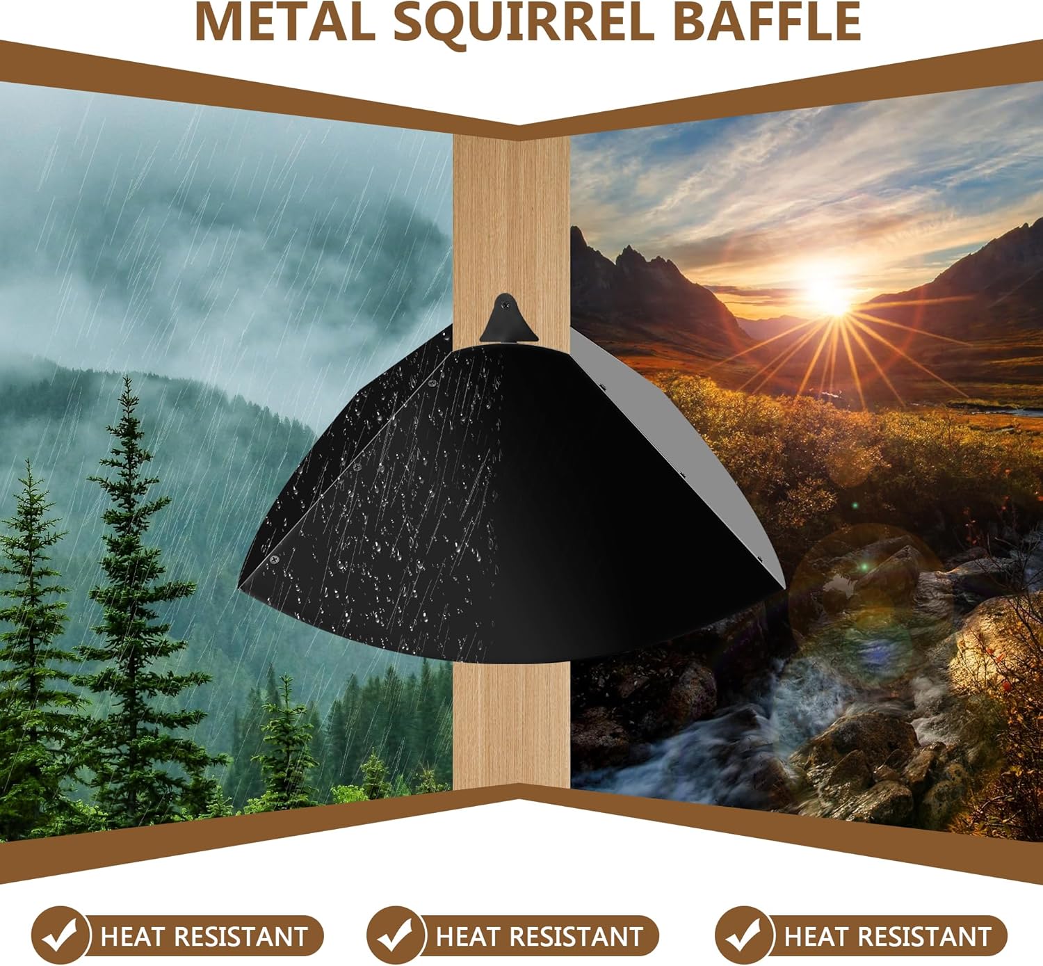 Metal Squirrel Baffle for 4x4 Post,Outdoor Squirrel Guard for Wooden Trunk Pole