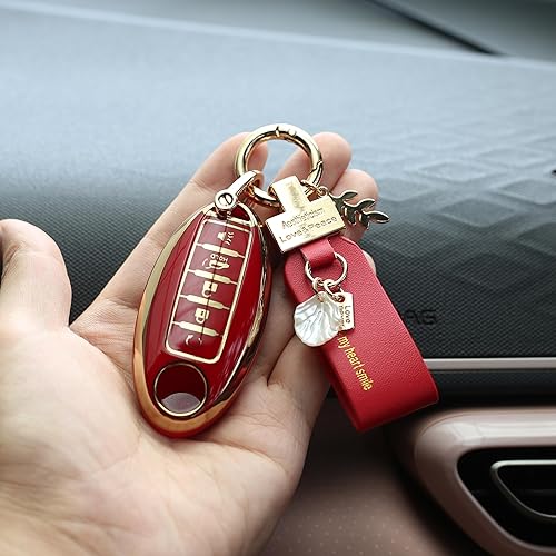 Miniatura 3 de Funda para llavero Nissan de 5 botones, funda inteligente para Altima Rogue Murano Pathfinder, carcasas de llaves con llavero, accesorios de