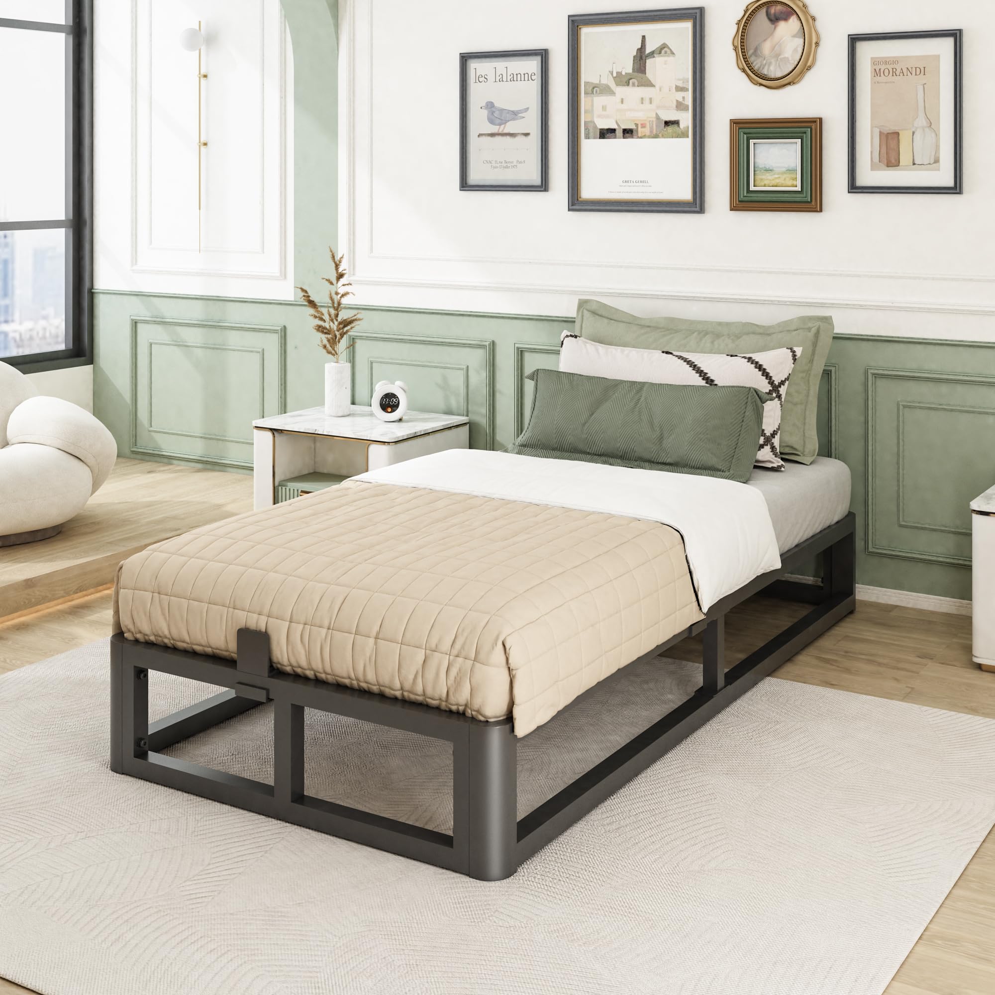 Amazon.com: Bilily 10 Inch Twin Bed Frame with Round Corner, Heavy