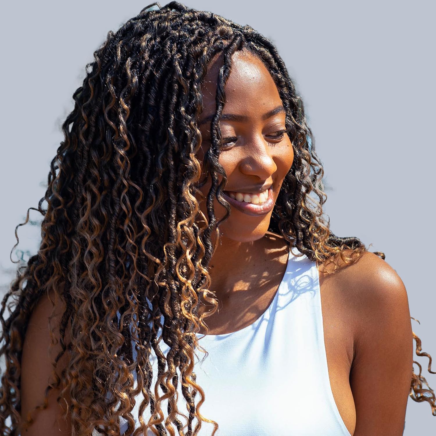 Faux Locs Goddess Locs Crochet Hair for Black Women 12 Inch 6 Packs Pre Looped Soft Locs River Synthetic Hair Extensions, 1b/30/27