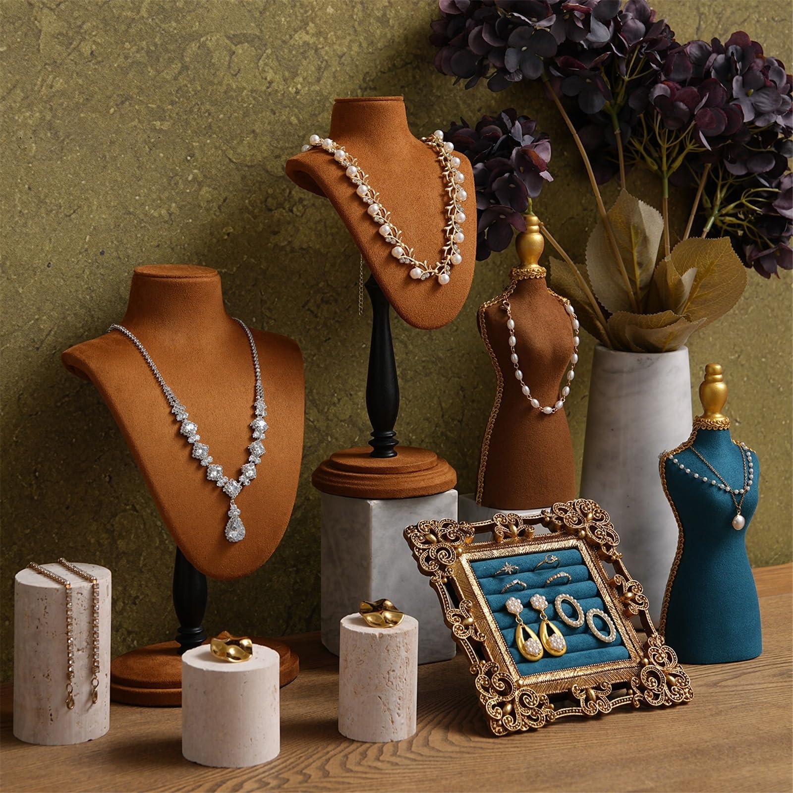 Schmuckständer Vintage Samt-Schmuck-Display-Set zur Aufbewahrung und Präsentation
