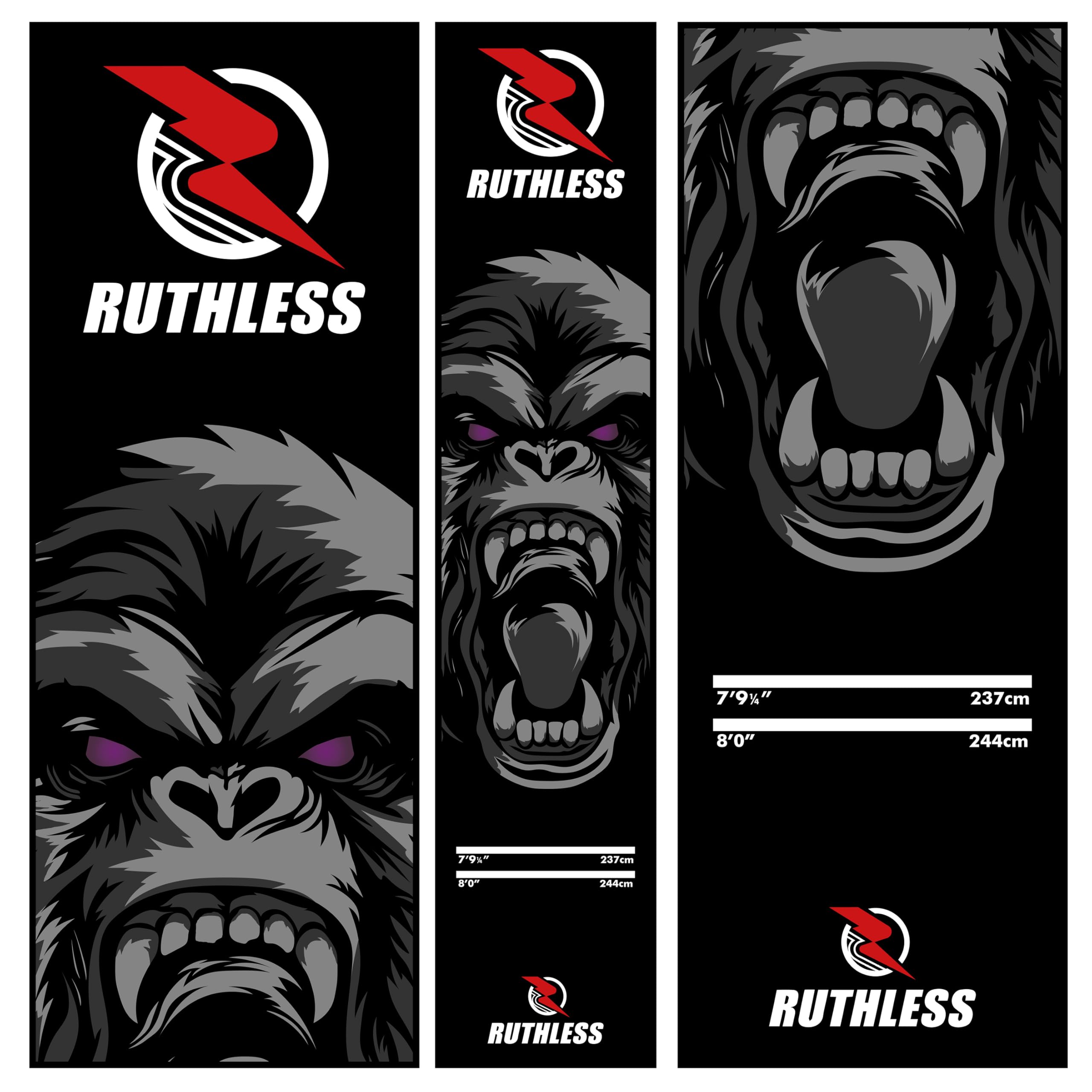 RUTHLESS Tapis de fléchettes | Tapis de fléchettes Robuste antidérapant Durable pour Sol Noir