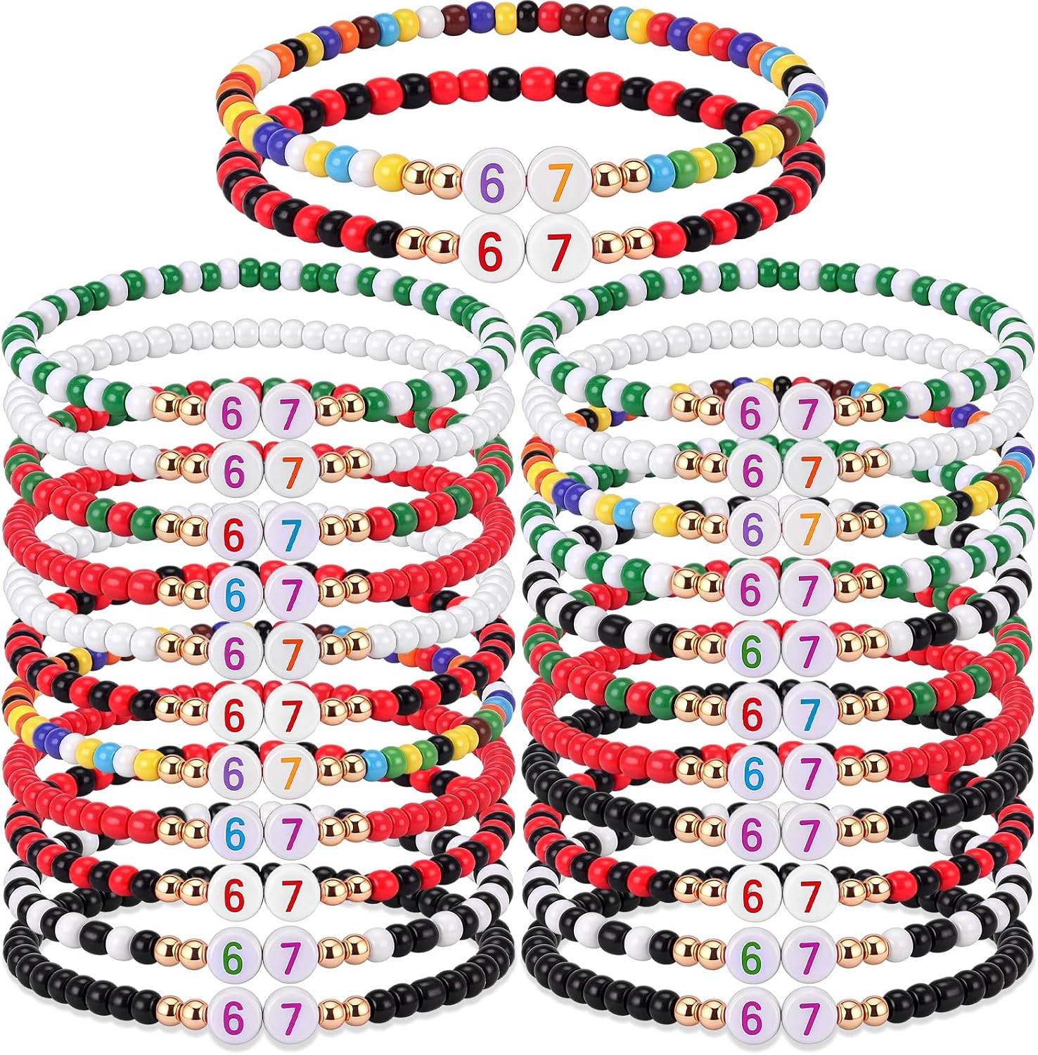 24 Pcs Six Seven Bracelets Gifts Bulk, Funny 6 7 Party Favor