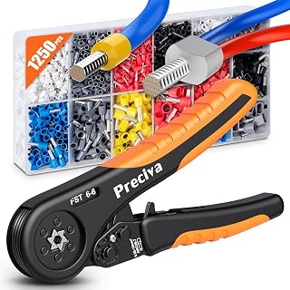 Ratcheting Device Ferrule Crimping Tool Kit,0.08-10mm²(AWG 28-7),Preciva Crimping Tools Set,Ferrule Pliers with 1200 Wire End Ferrule Connectors