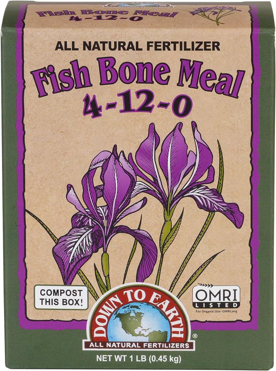 Down to Earth Organic Fish Bone Meal Fertilizer Mix 4-12-0, 1 lb