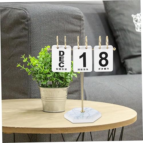 Miniatura 3 de Calendario de escritorio moderno y simple calendario perpetuo, decoración para oficina, hogar, oro blanco, 1 unidad