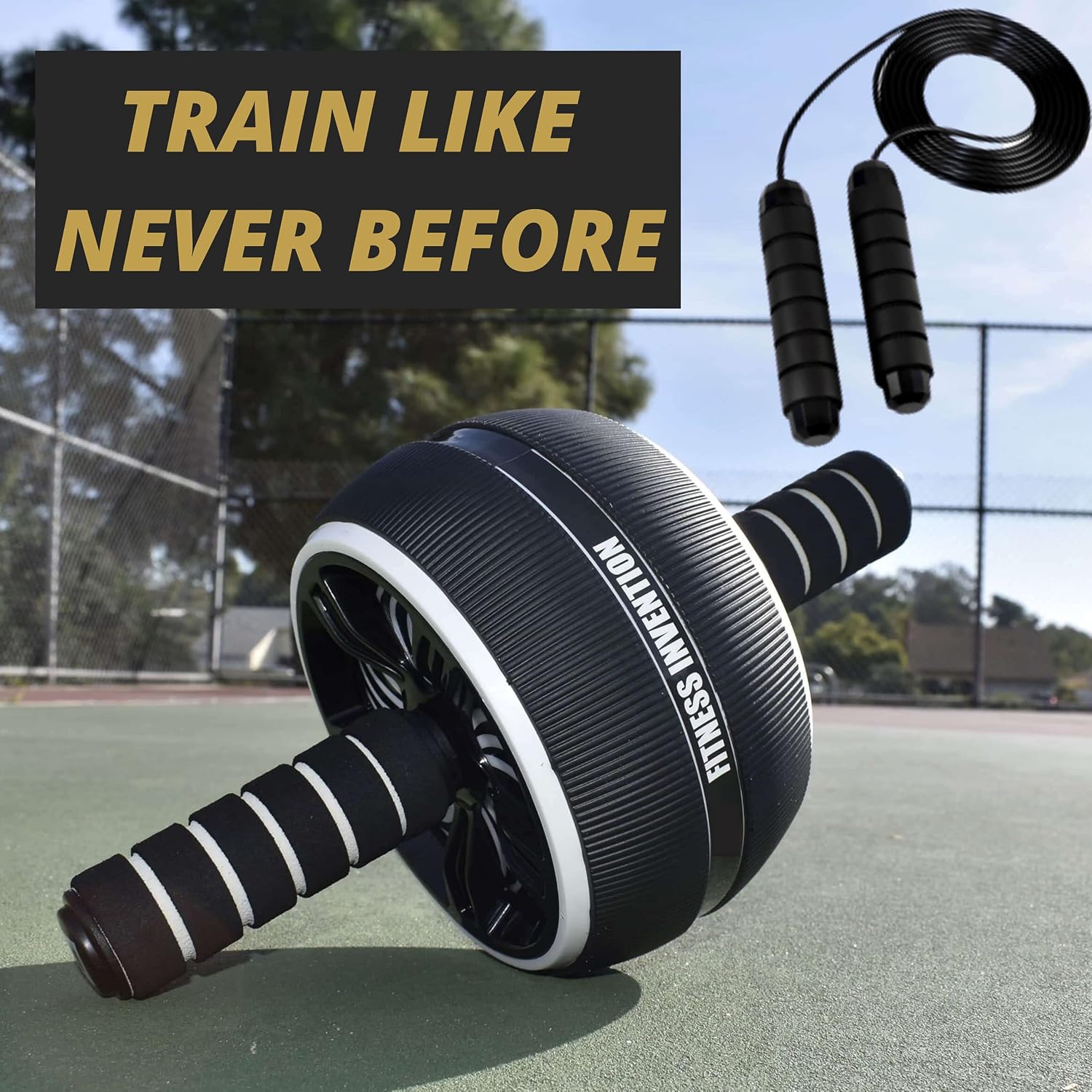 Ab Roller Wheel - 3-In-1 Ab Wheel Roller & Jump Rope - Ab Roller for Abs Workout - Ab Wheel Roller for Core Workout - Rueda Para Abdominales - Abs Roller for Abs Workout - Exercise Wheels for Abs - Workout Equipment for Home Workouts