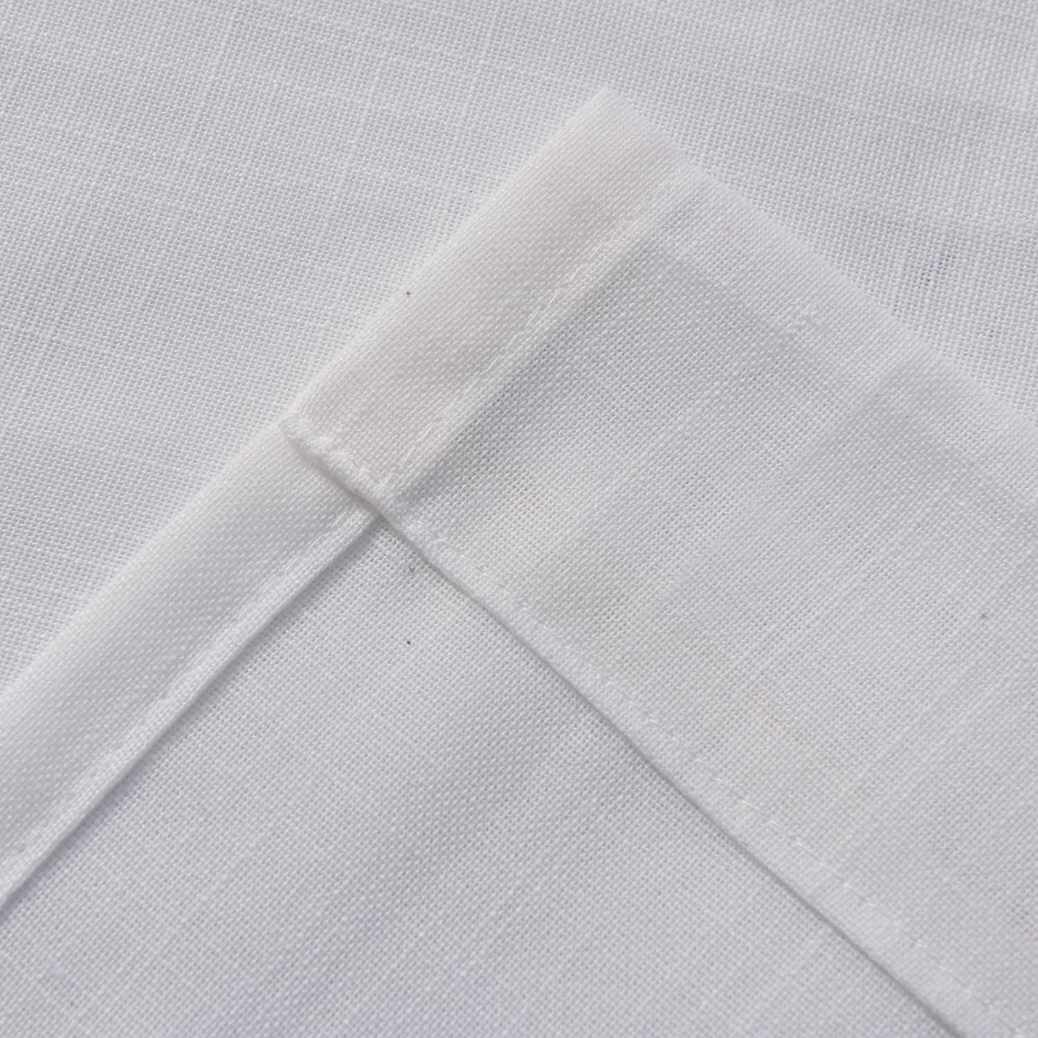 Vorhang mit Bindebändern aus Leinen-Baumwoll-Mischgewebe, rustikaler schicker Vorhang für Wohnzimmer oder Schlafzimmer, 132 x 213 cm, gebrochenes Weiß, 2 Paneele