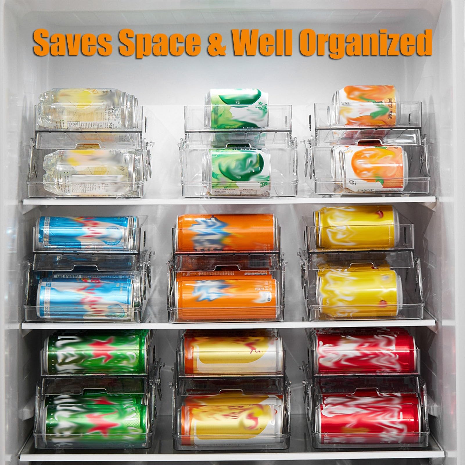 Kühlschrank Organizer Dosen Getränkedosenspender Für Kühlschrank, Automatisch Rollender Getränke-Organizer-Halter Für Kühlschrank, Faltbare Organizer-Aufbewahrung