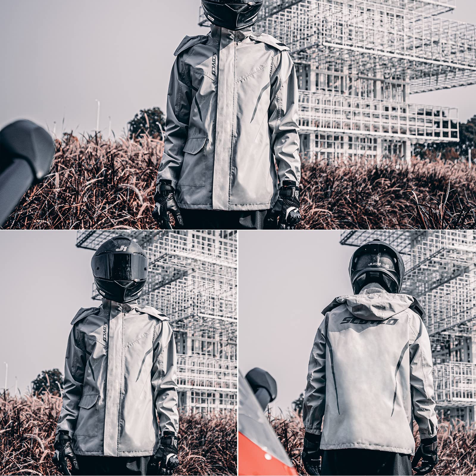 Scoyco Motorrad-Regen-Anzug Reflektierende Arbeits-Regen-Jacke und Hose Herren Damen Alle Sport Bauernhof Fischen Motorradfahren