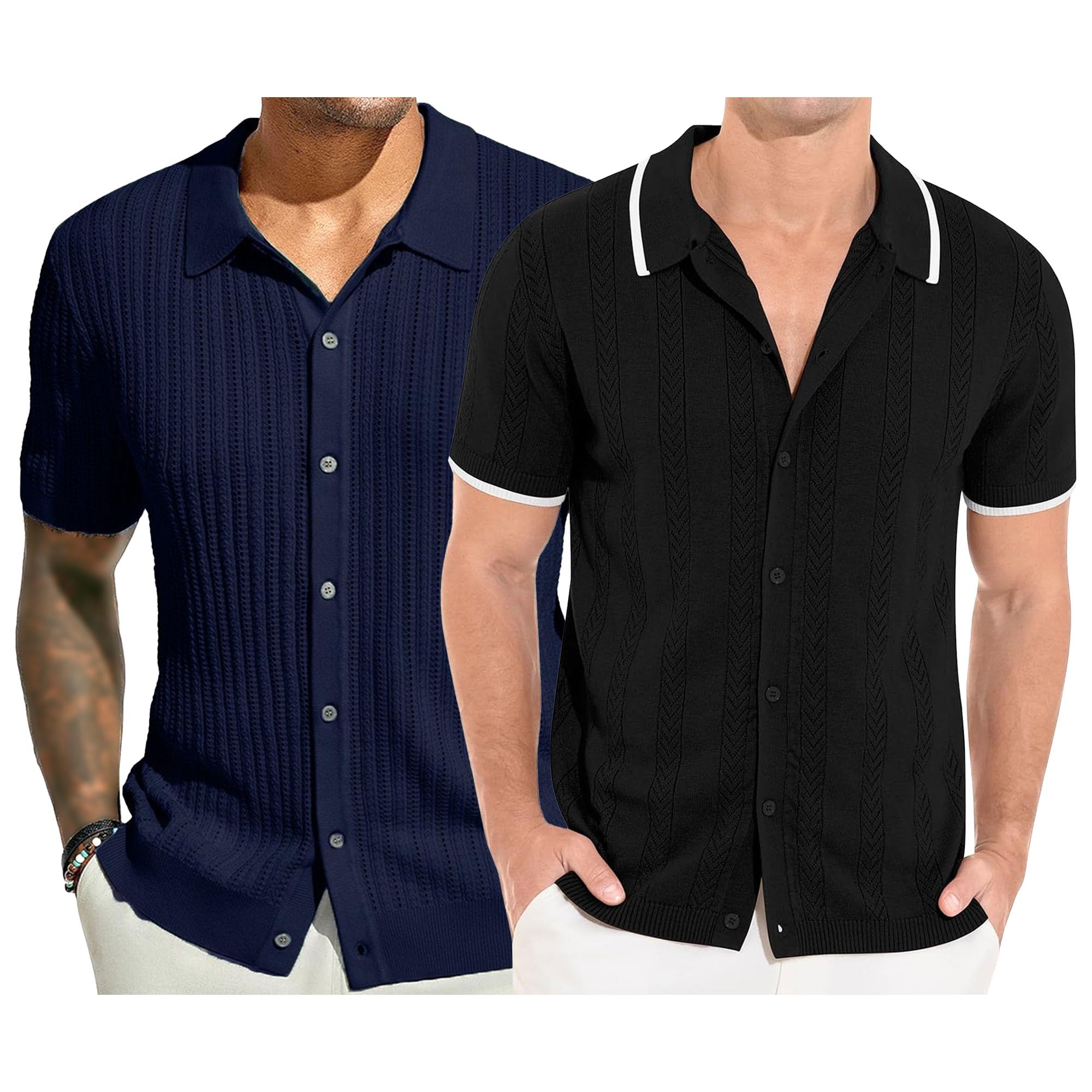 Polo de golf vintage en tricot à manches courtes pour homme