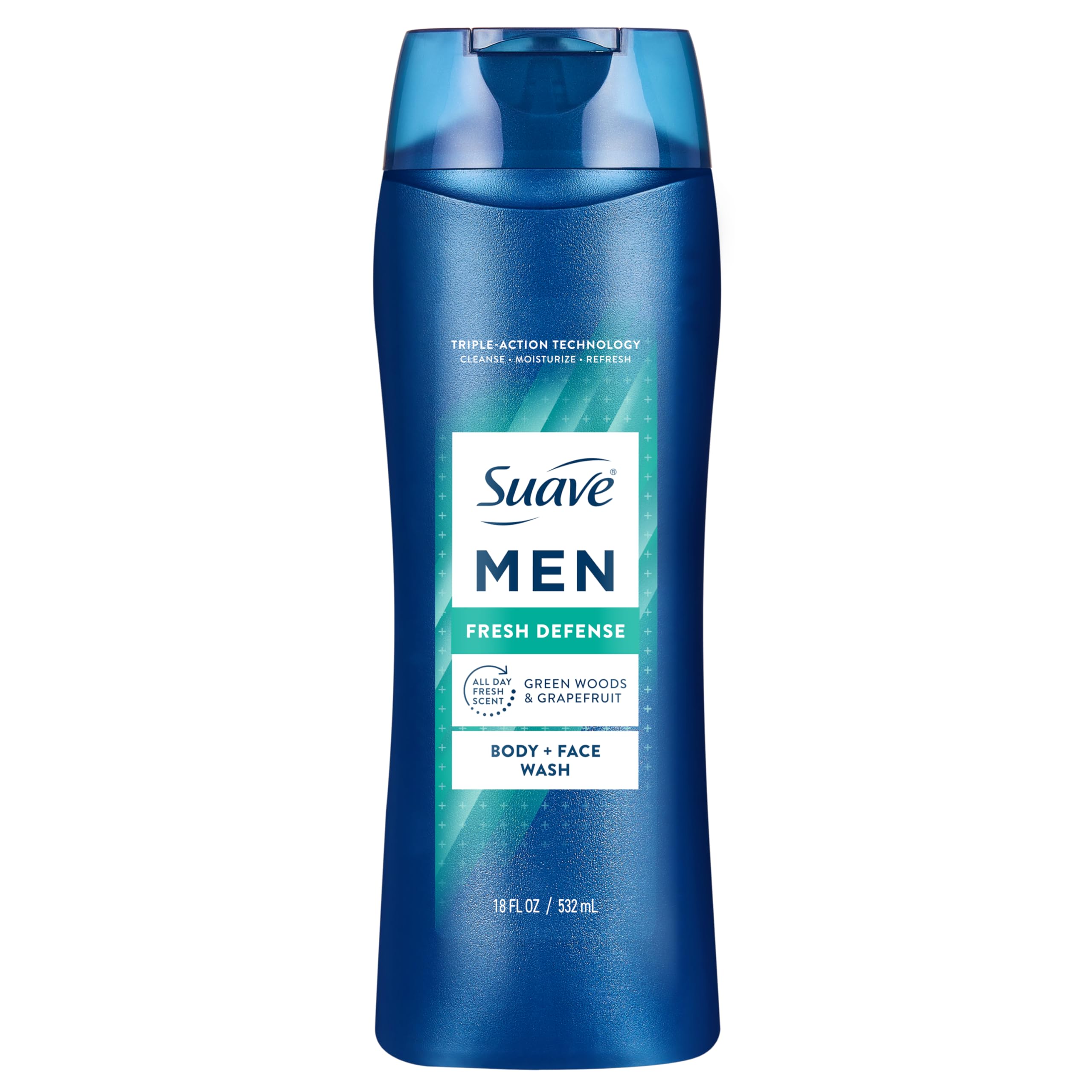 Suave Men Fresh Defense Body Wash and Face Wash 2-in-1 18 oz