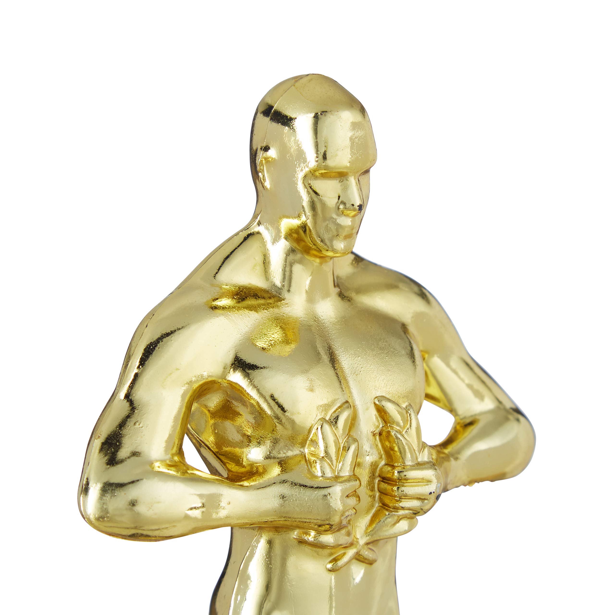 Relaxdays Statuetta, Premio con Podio Quadrato, Statua con Corona, Cinema & Hollywood, Idea Regalo, Decorazione,18cm,Oro
