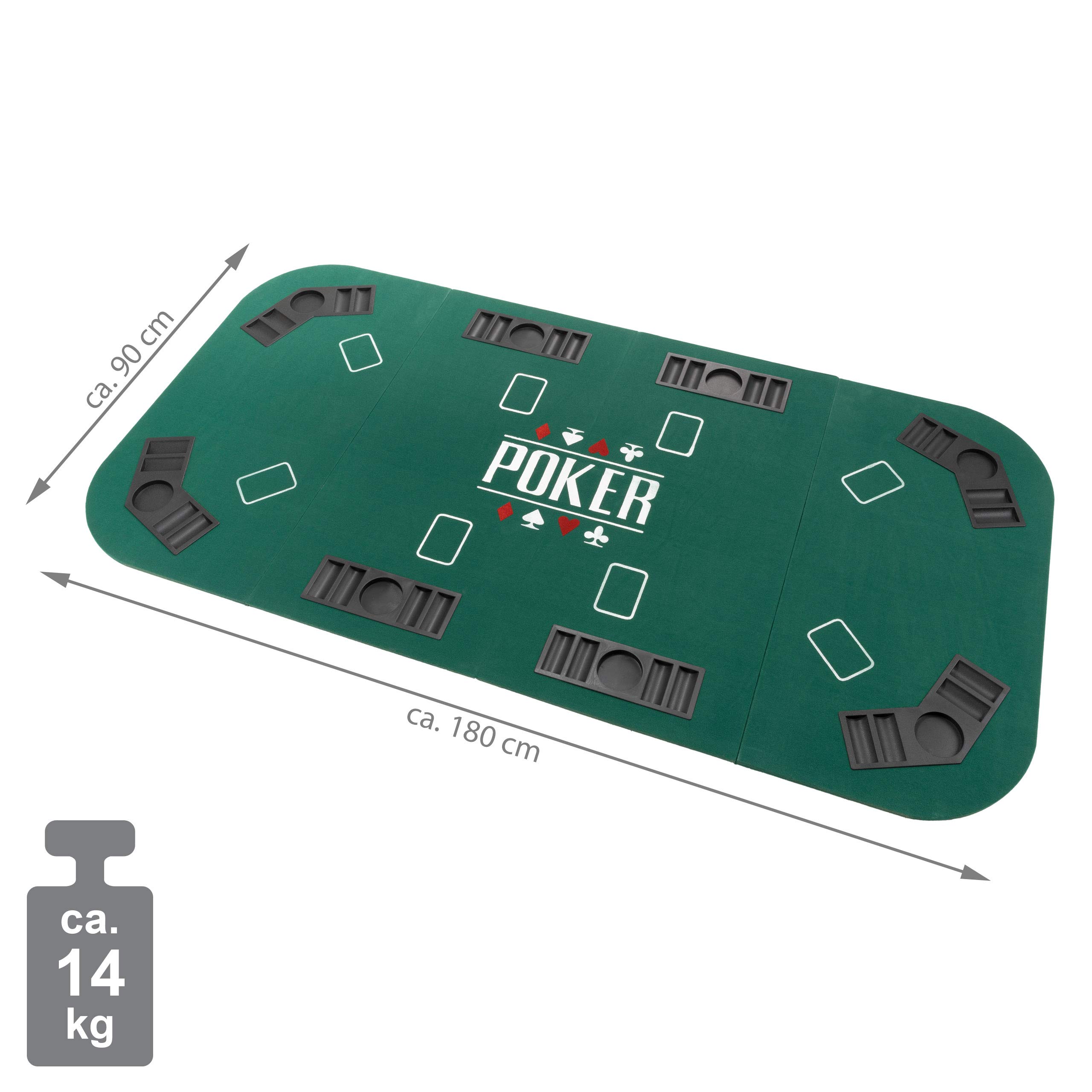 Faltbare Tischauflage Casino Pokertisch Pokerauflage Holzverstärkt 200 x 90 cm Chiptray Getränkehalter Black Jack Texas Holdem