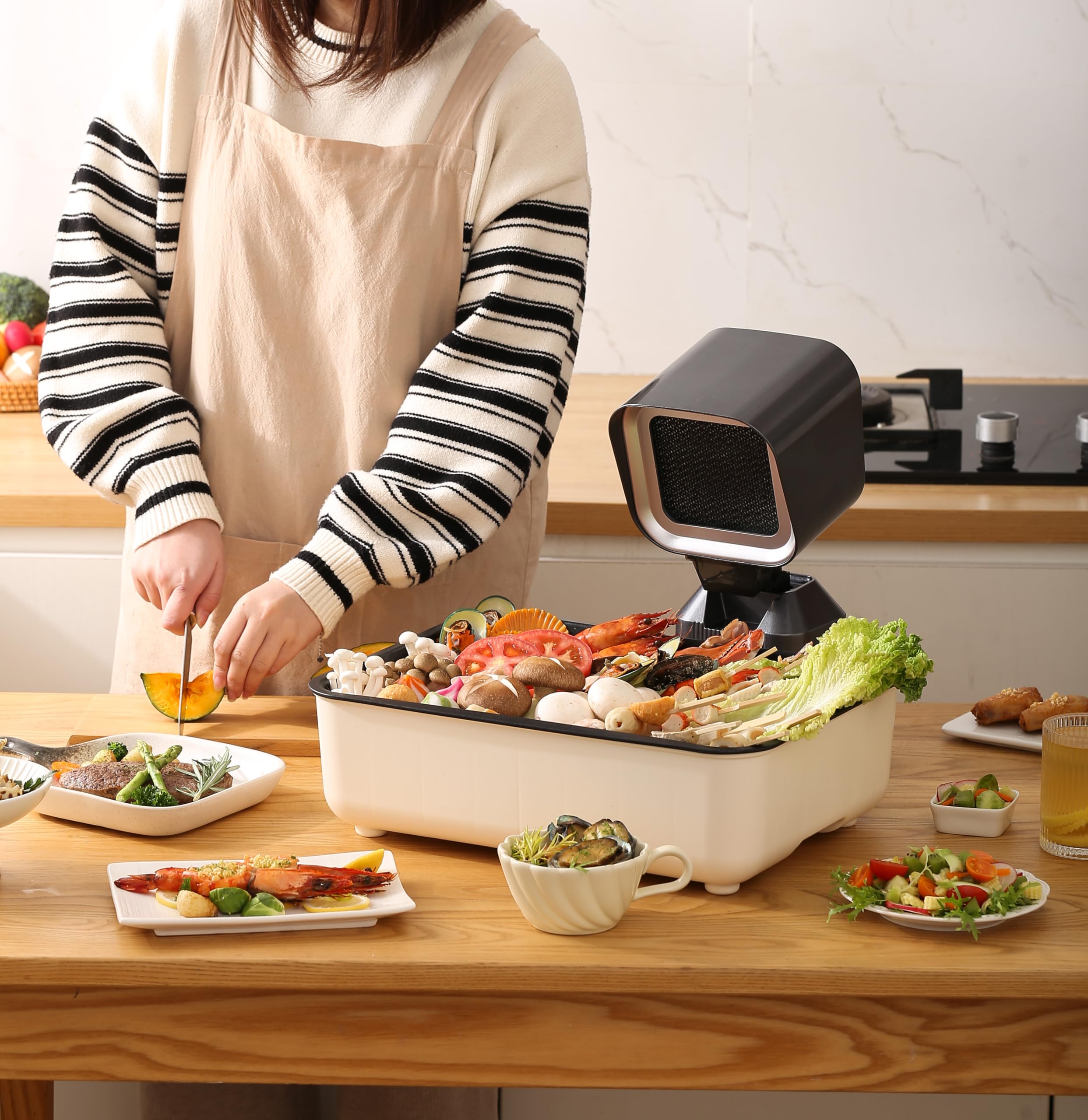 Amazon.co.jp: SDMキッチン コンパクト卓上レンジフード (グレー 