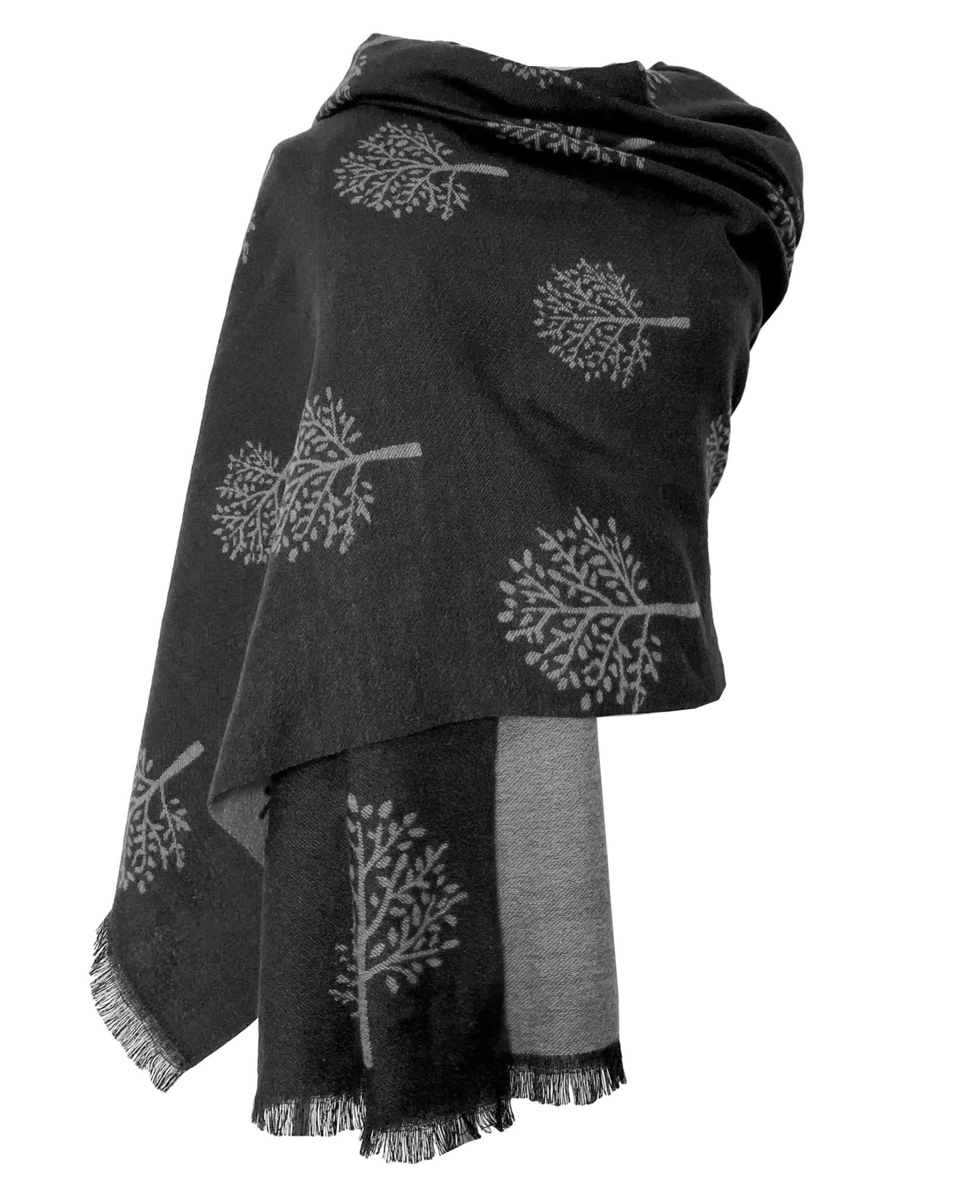 GFMGFM® Mulberry Trees Printed Cashmere Feeling Pashmina Shawl for Autumn Winter (MBRY-A)
