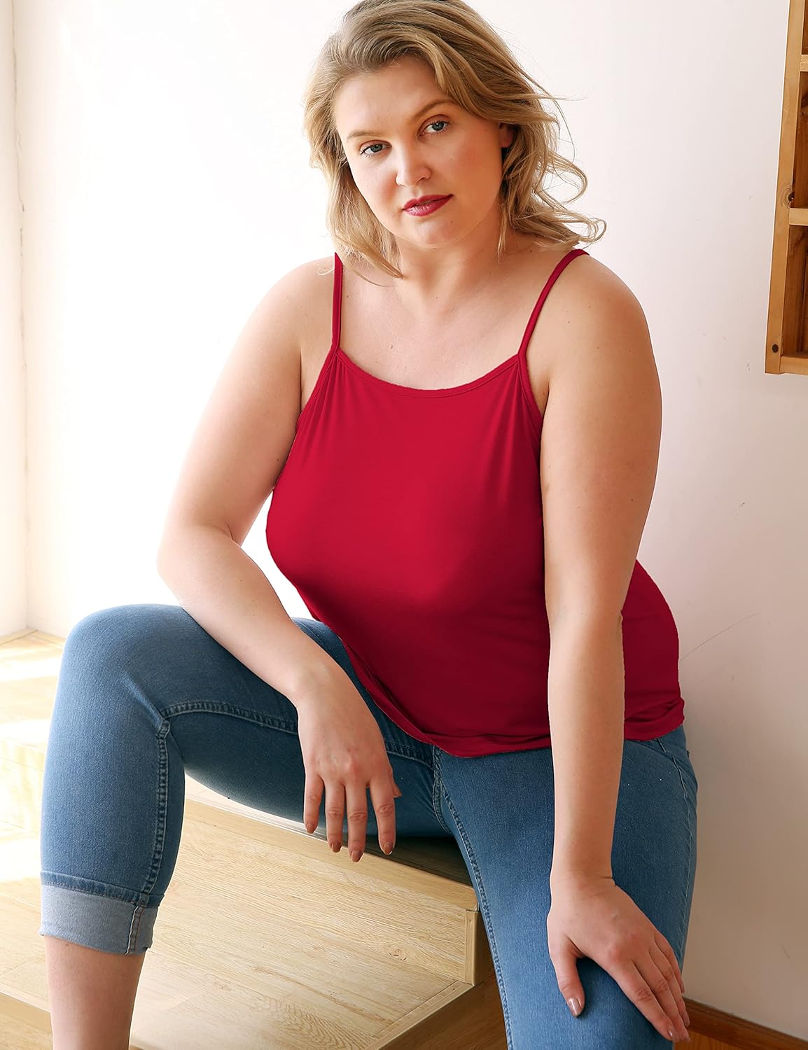 VIKIDEER 3 Pack Camisole for Women Plus Size Basic Undershirt Spaghetti Strap Cami Tank Top - Image 3