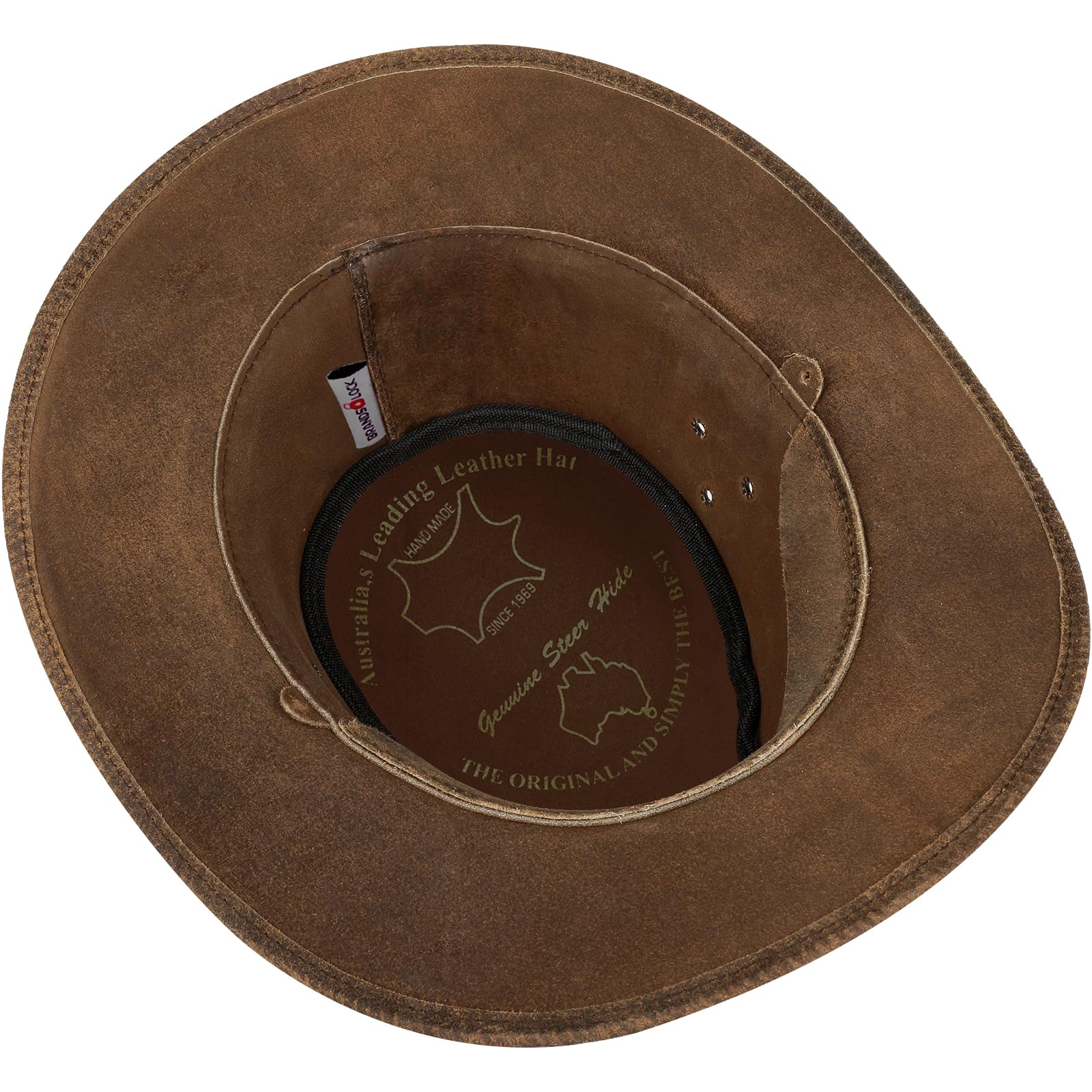 Pamposh Sombrero de vaquero de cuero para hombres y mujeres, hecho a mano, ligero, moldeable, duradero, de ala ancha, sombrero de vaquera, Marrón-01, L