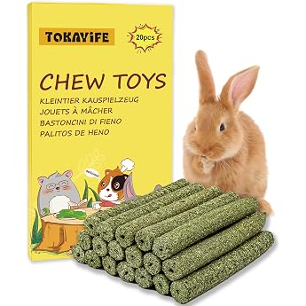 Rabbit Chew Toy 200g Timothy Heu Sticks for Rabbit Guinea Pig Hamster Chinchilla Bunny Treat 20 pieces pack of 1