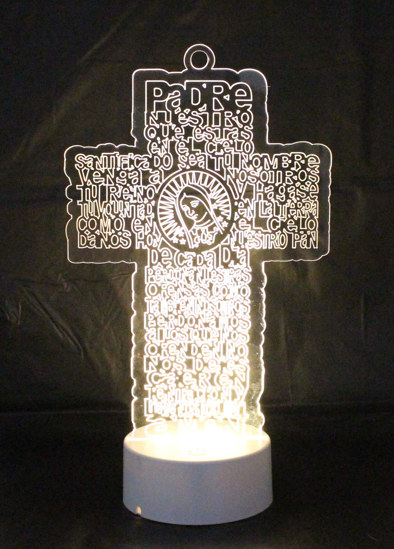 6 LED Multi Color Guardian Jesus Guadalupe JHS Cup Cross Stand Laser Baptism Centerpiece First Communion Quinceañera Children Kids Party Favors Home Decor Christening Centerpiece (Jesus)