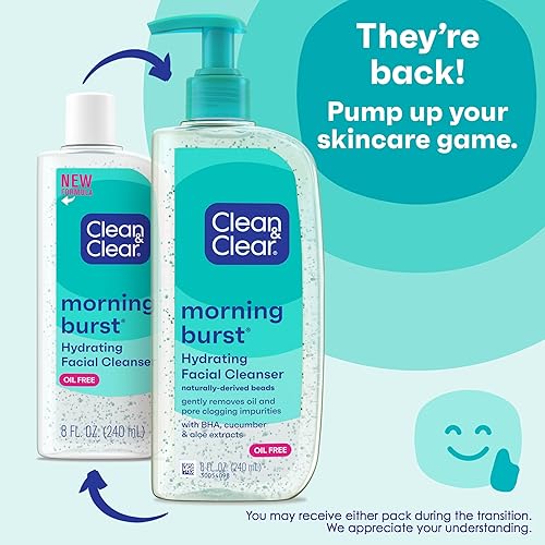 Miniatura 4 de Clean & Clear Paquete de 2 limpiadores faciales diarios de día y noche, limpiador facial hidratante matutino y relajante de noche de limpieza