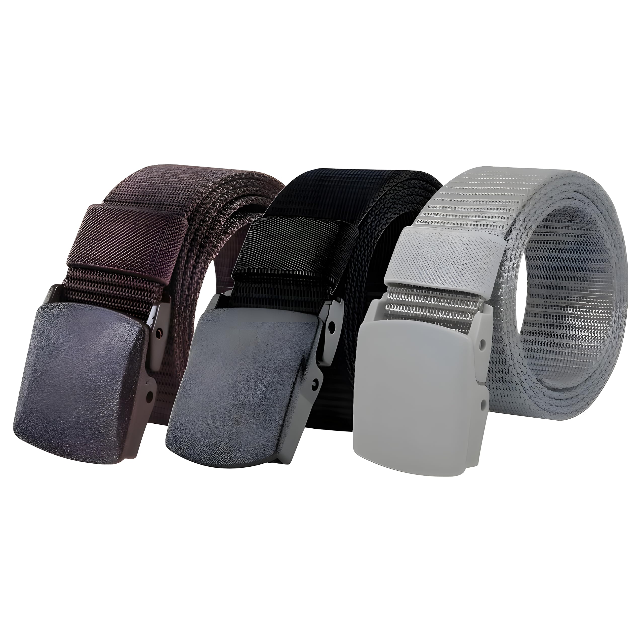 Men's Nylon Fabric Belt, Plastic Flap Buckle, fits on upto 42 inches waist size (Pack Of 3)-image-41