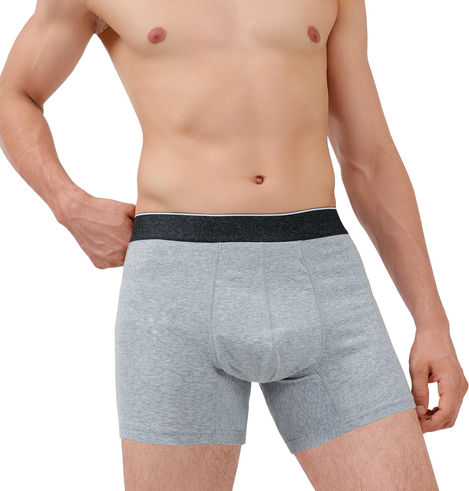 AIRCUTE Washable Absorbency Incontinence Underwear for Men, 6" Inseam Urinary Protective Boxer Briefs for Bladder Leaks 60ML (3X-Large, Gray)