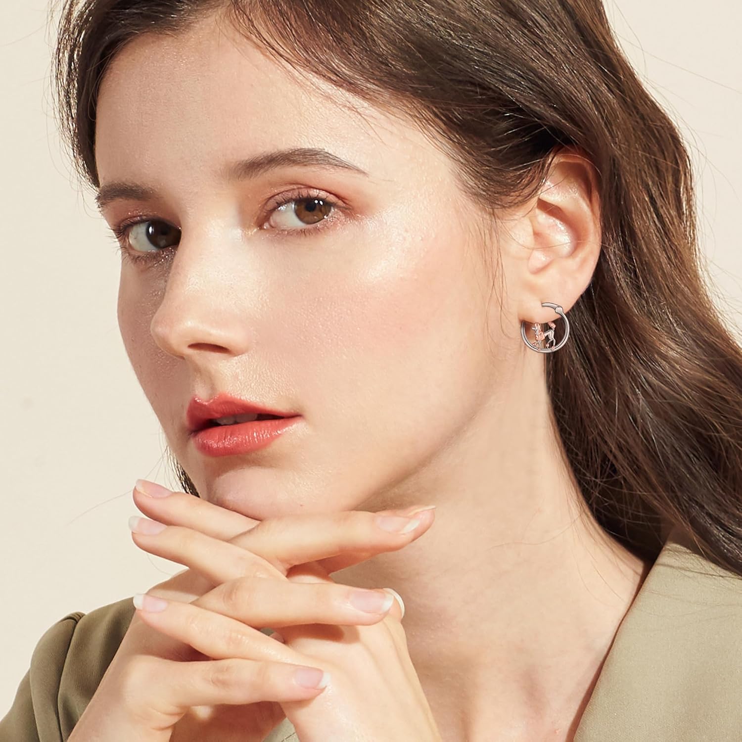 S925 Sterling Silver Poodle/Ferret/Fox/Axolotl/Yorkie/Panda/Orchid Hoop Earrings Cute Animal Jewelry For Women Man Christmas Gift - Image 6