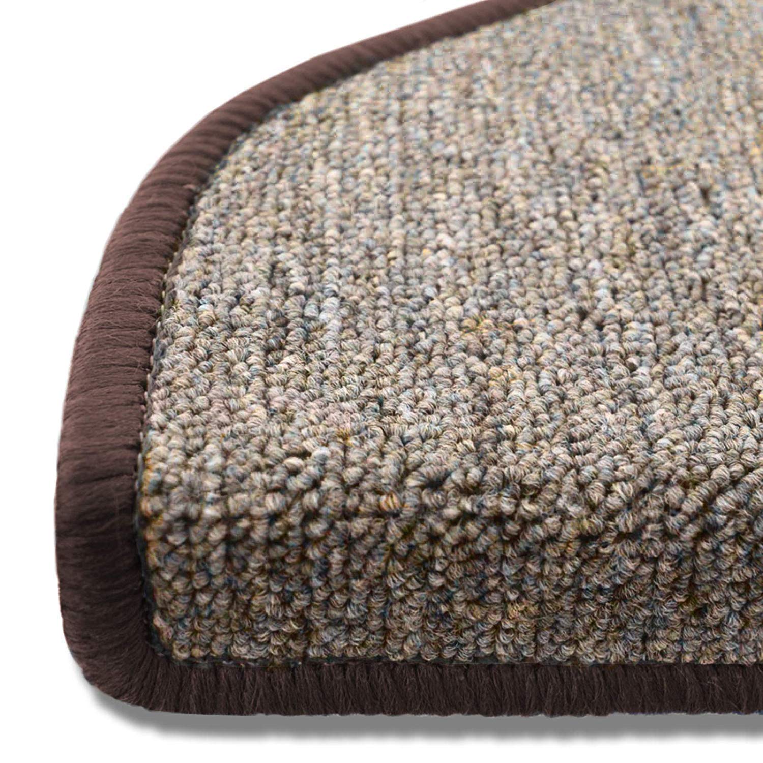 casa pura - Kit de 15 marchettes d'escalier Autocollantes - Tapis d'escalier Surface antidérapante - Nez de Marche Doux et Isolant phonétique - modèle London Demi-Lune 25x65 cm, Marron Clair