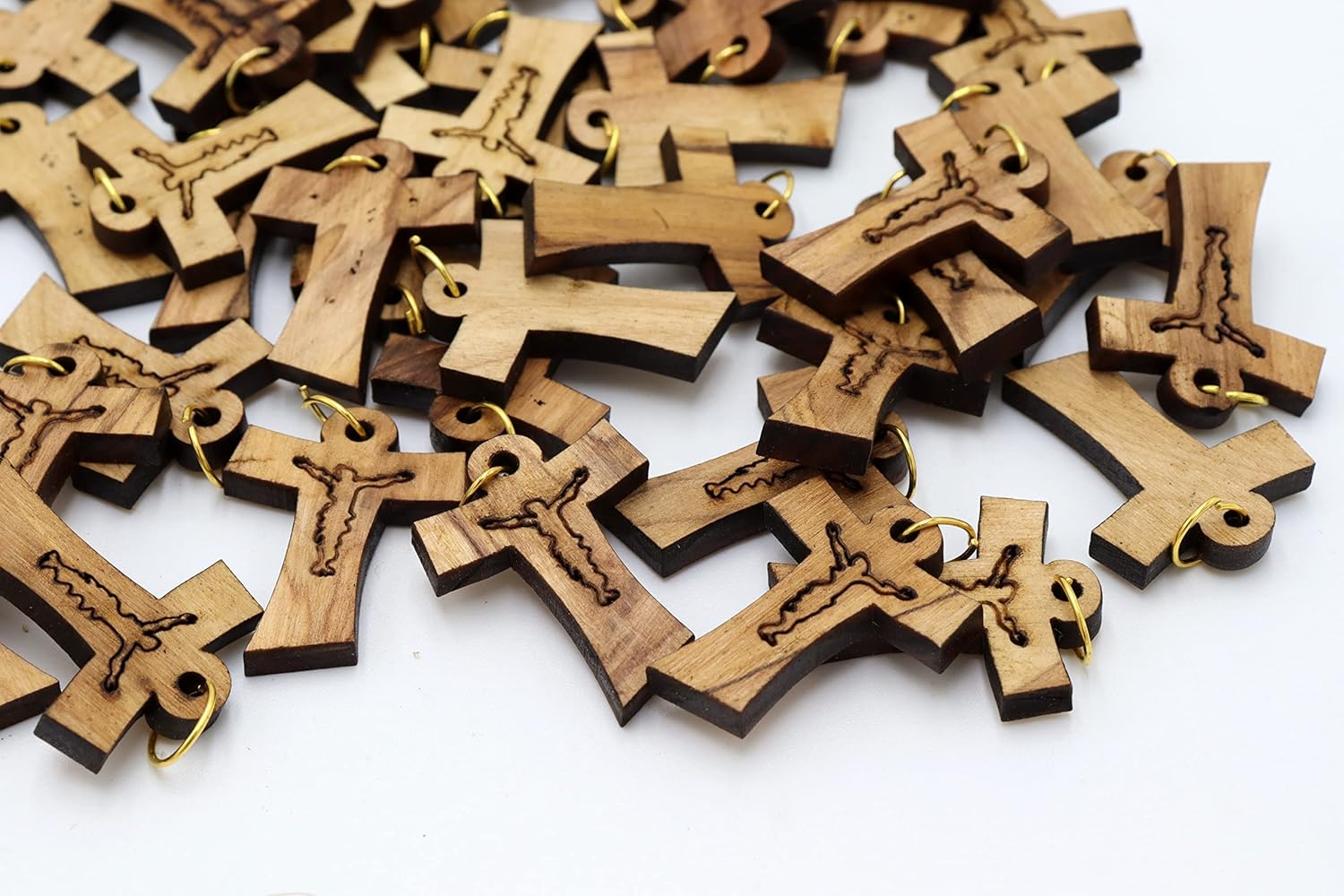 Lot 50 Olive Wood Crosses Cross Tau Holy Land Jerusalem Made Pendants Hand Crucifix