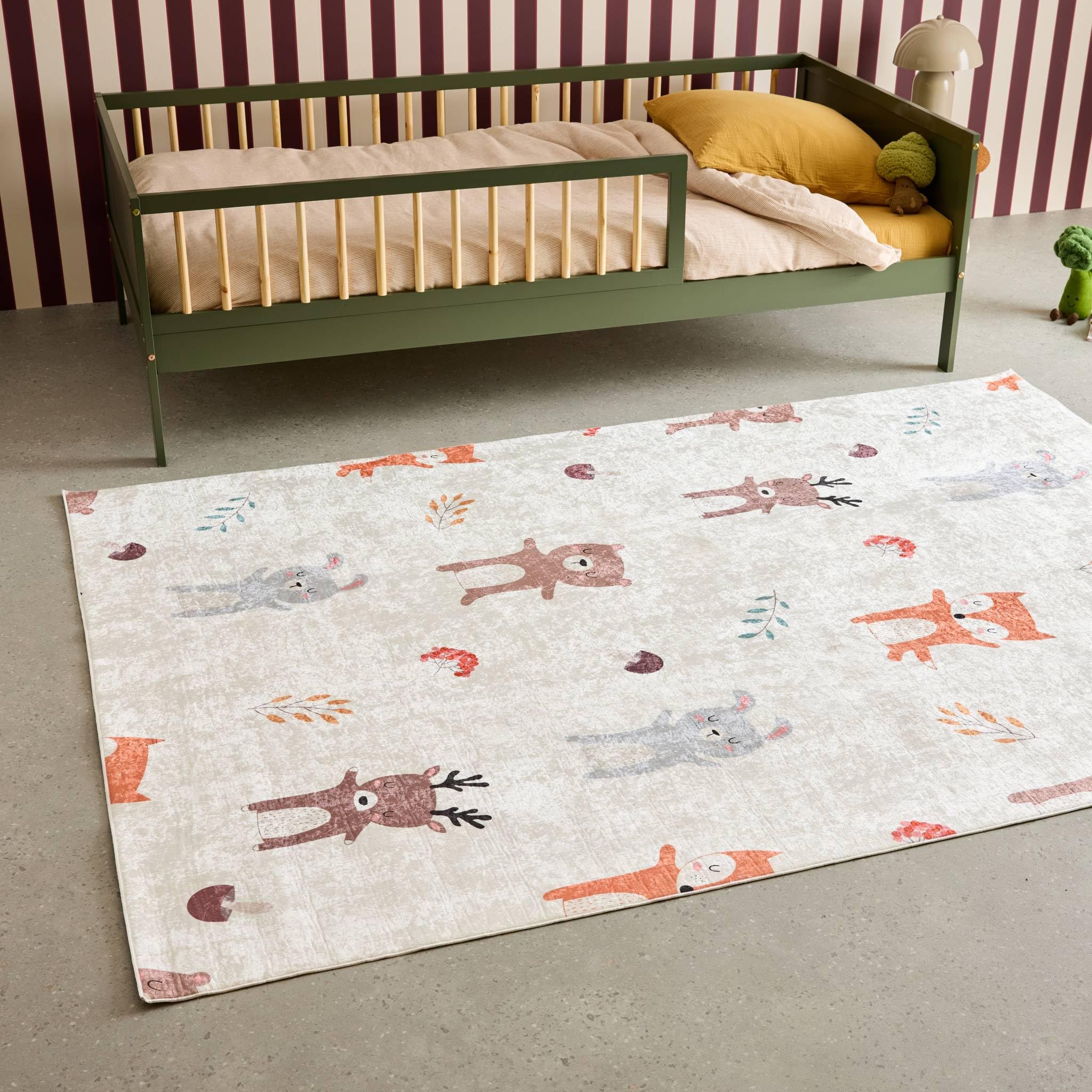 Alice's Garden sweeek - Tapis intérieur Enfant Blanc imprimé Animaux thème automnal 160 x 230 cm - Ravon