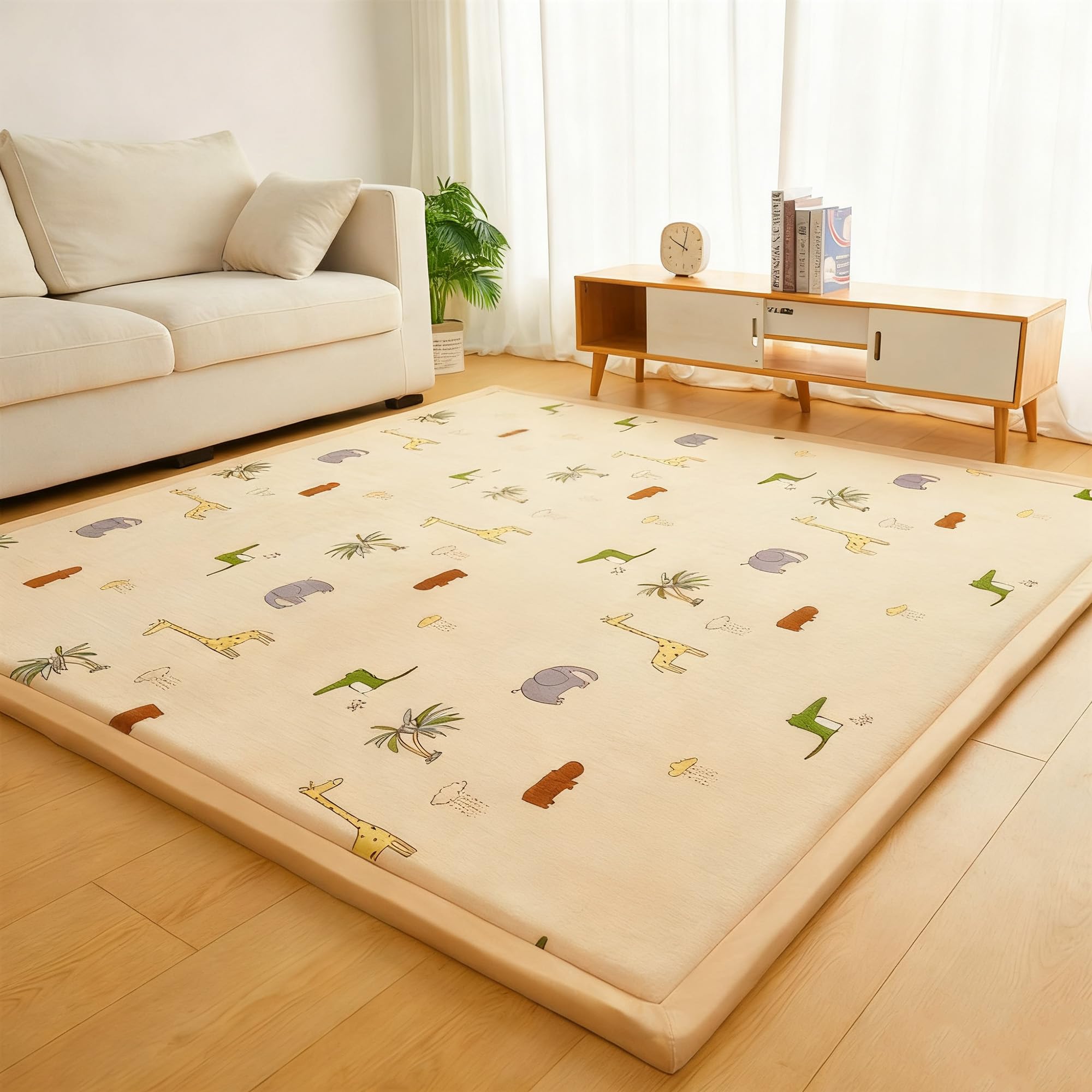 Tatami tapis de sol lavable et antidérapant pour entrée et salon style 3