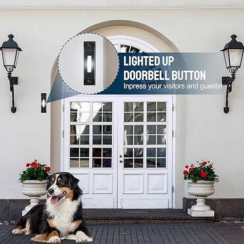 Miniatura 3 de Enhon Botón de timbre con iluminación LED, botones de metal sólido y elegante para montar en la pared, para el hogar, interruptor universal de