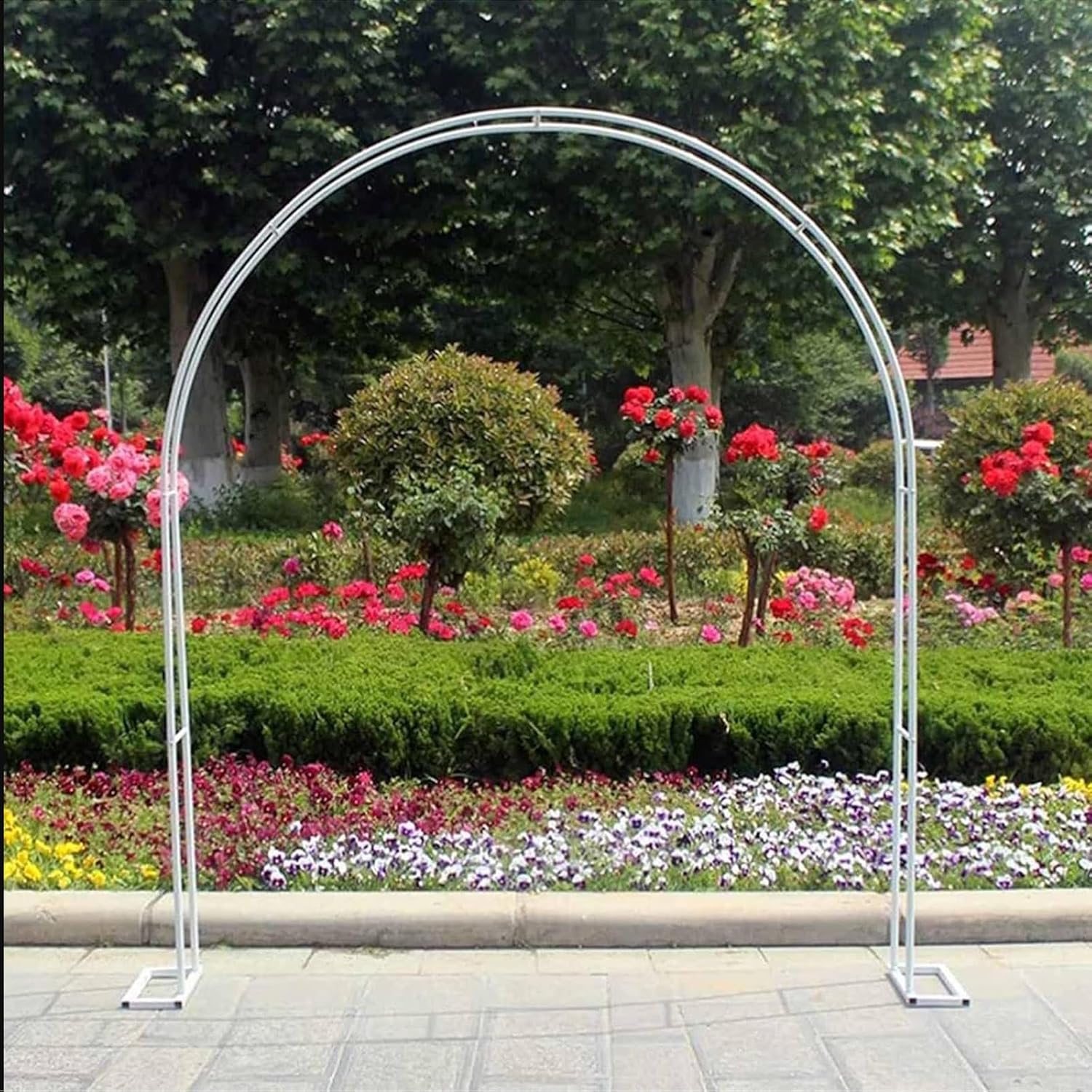 Garden Trellises Arch，Elegant Metal Garden Arch Arbor for Large Weddings Sturdy Archway with Base for Roses Climbers and Fruit Perfect for Entrances Birthdays Christmas Terraces and Pergolas