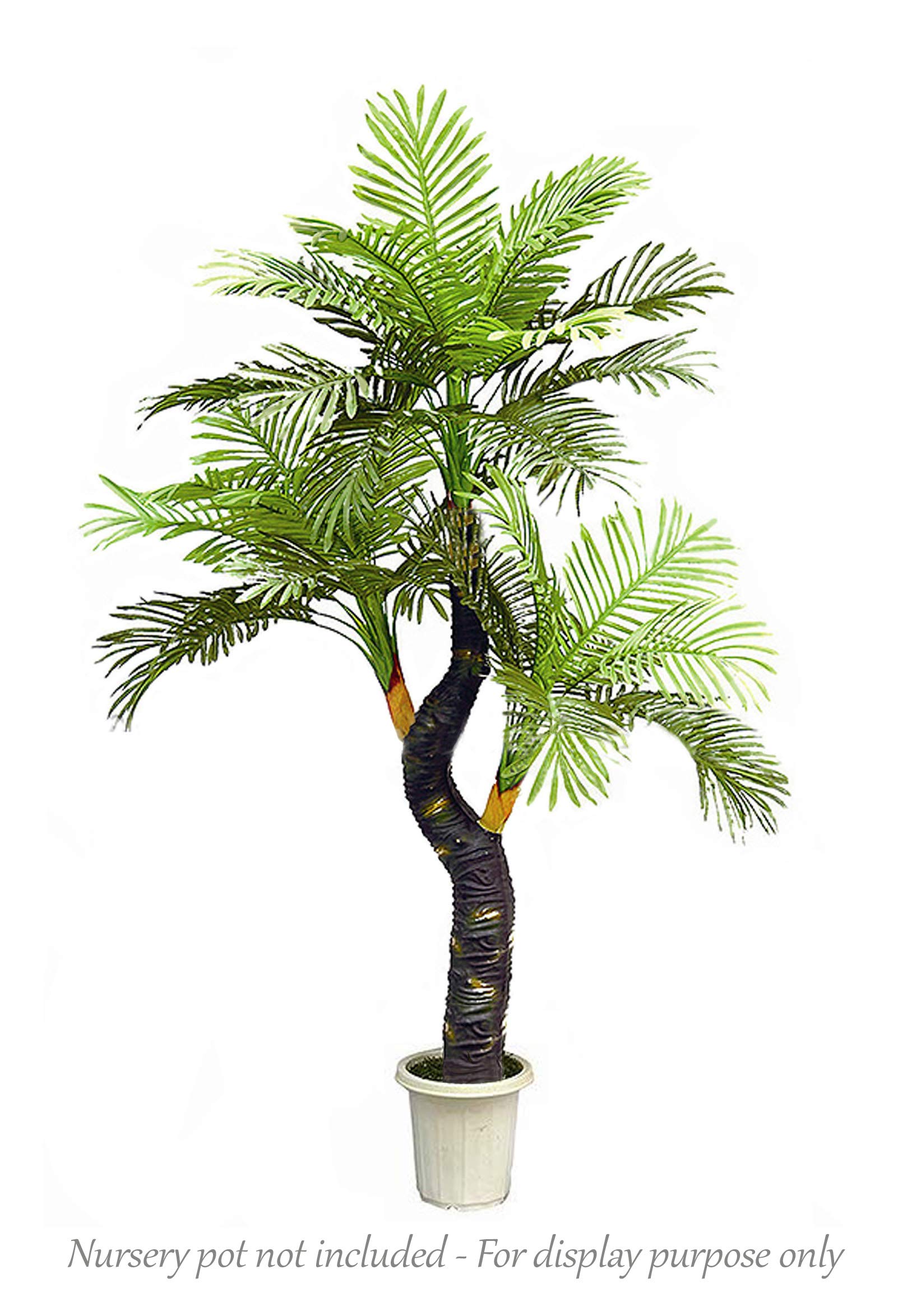 Set di 2 palme artificiali con 45 + 3 foglie regolabili e muschio, Pianta da interno in vaso per decorazione di casa Verde