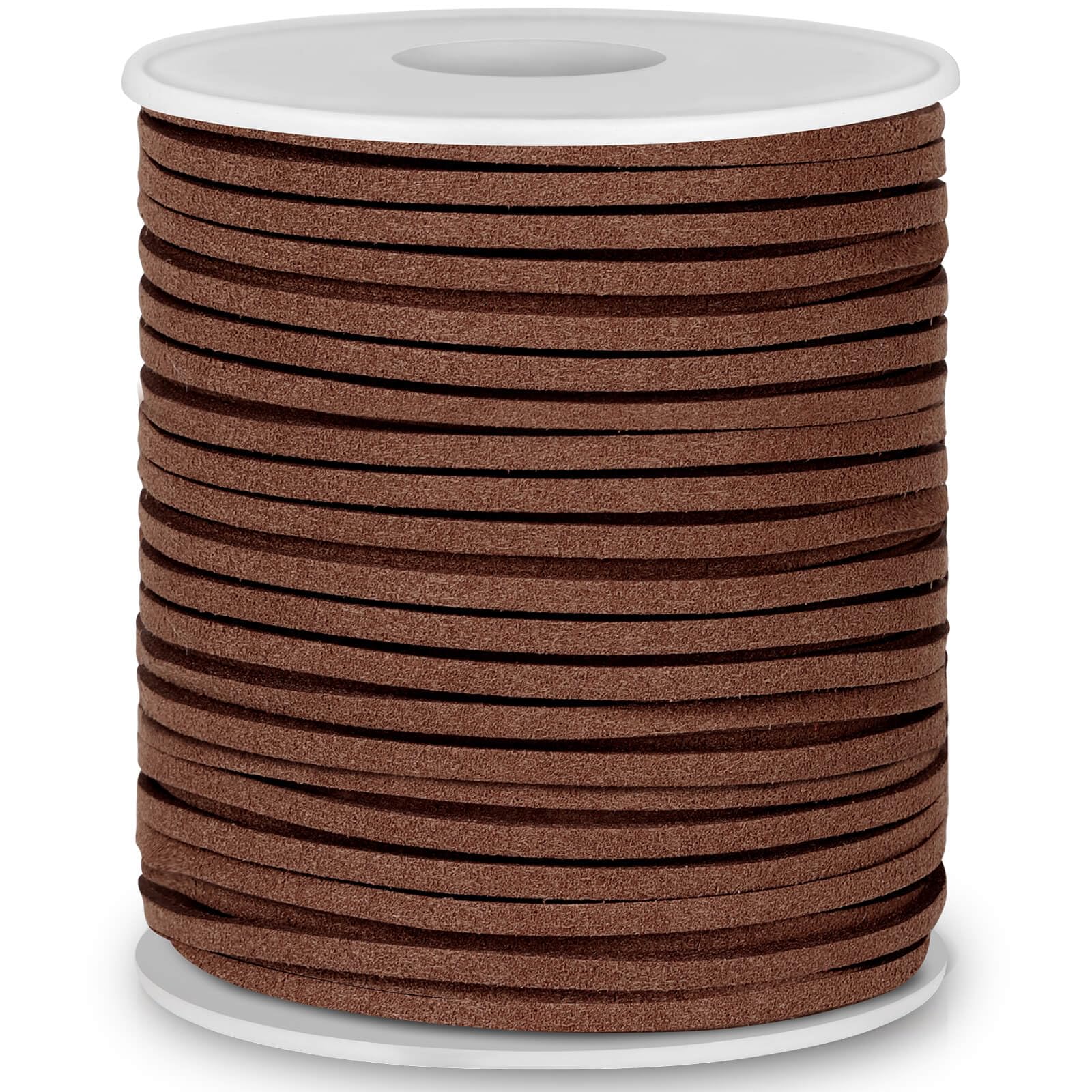 Flat Leather String Cord, Suede Ribbon for Jewelry Making, Leather Twine for Crafts, Thin Leather Shoe Laces for Boots, Faux Leather Strips for Bracelets, Necklaces (Dark Brown)