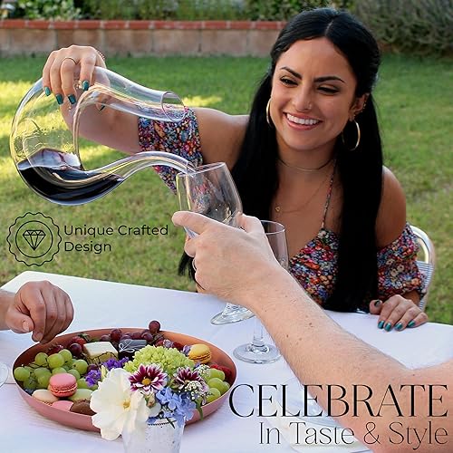 Miniatura 3 de Decantador de vino con diseño de cisne, moderno y único decantador de arpa con boquilla inclinada - Lujoso aireador de vino, decantador de cristal