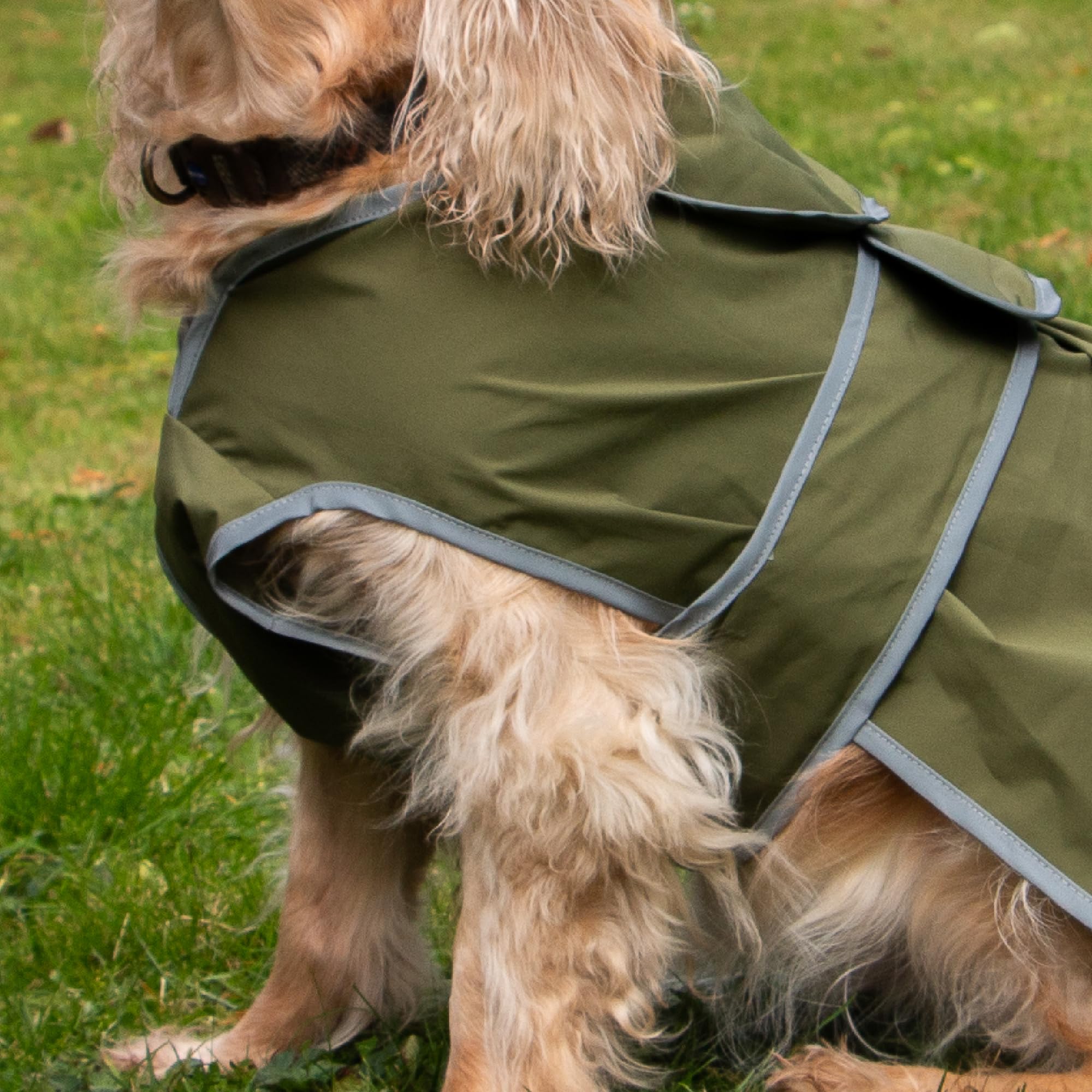 Ancol Stormguard Soft Shell Dog Coat in Khaki, Waterproof Pet Rain Jacket with Zipped Harness Hole - Image 4